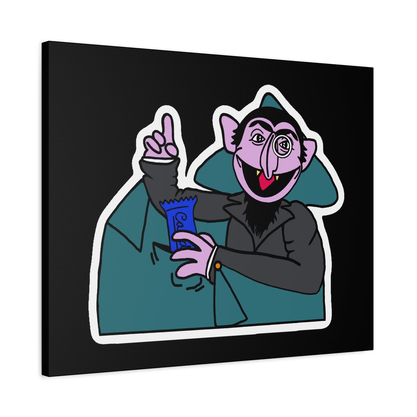 The Count Stealing Candy Canvas Print Black - Sesame Street The Count Parody Art