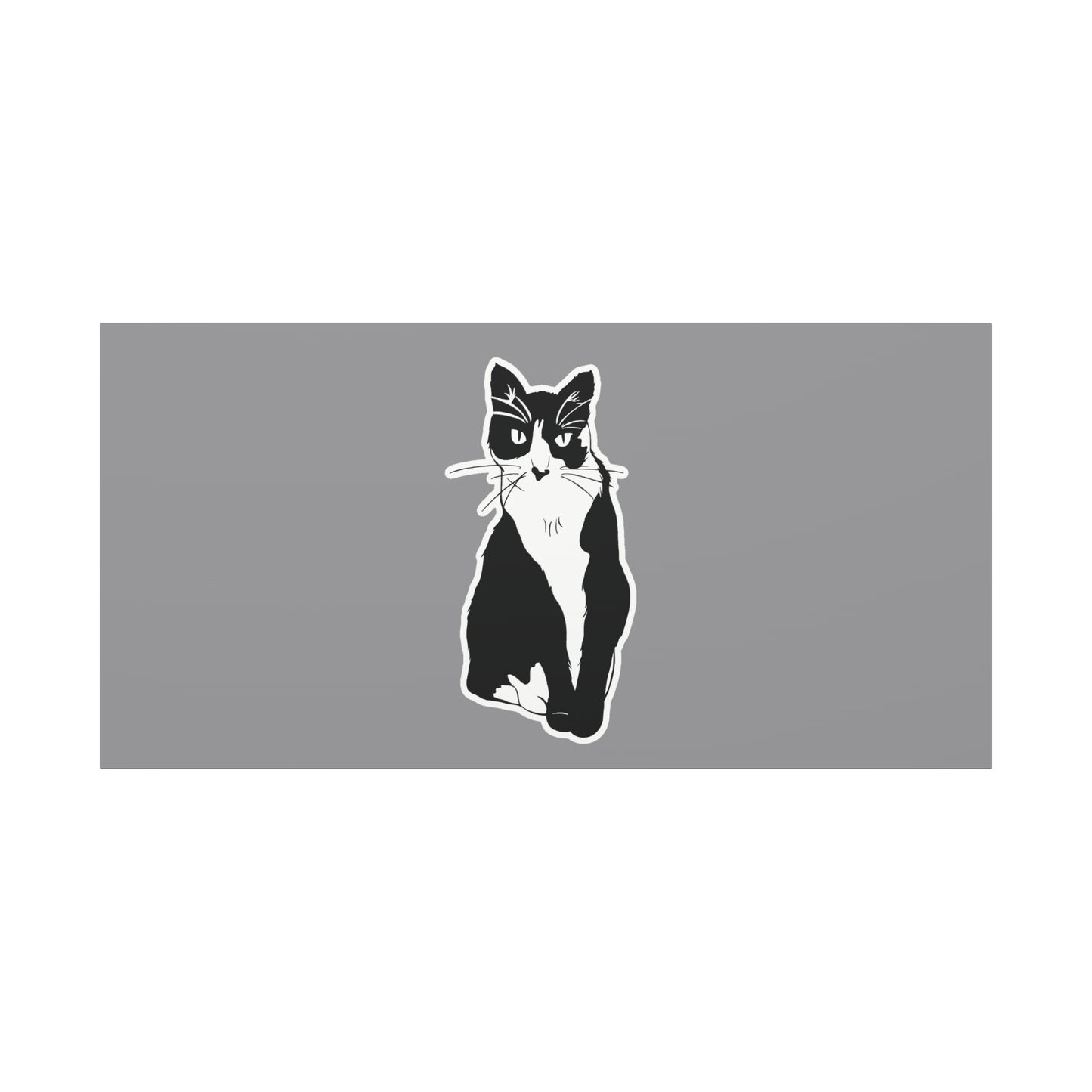 Cat Canvas Print on Grey (Sticker Style Cat) - Cat Drawing Wall Art