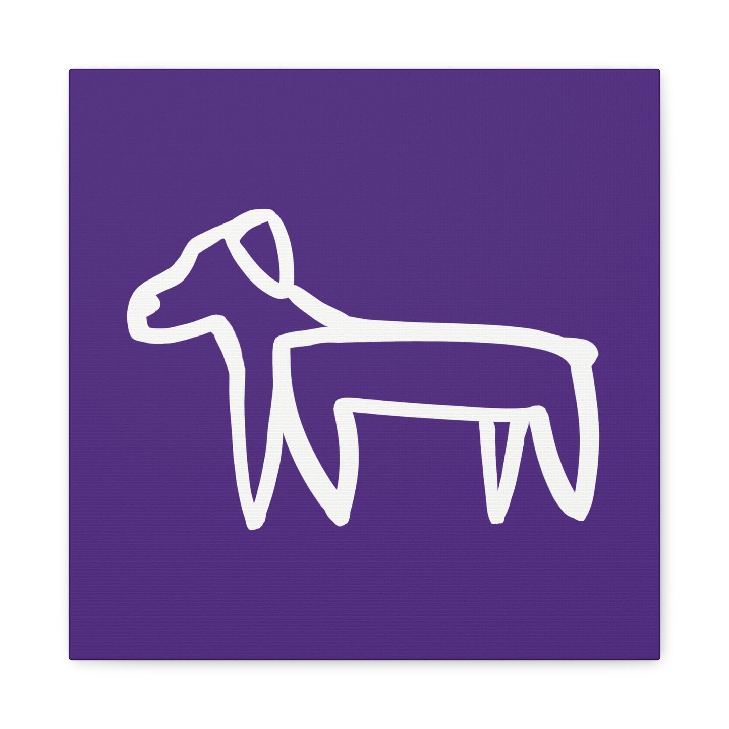 Dog Canvas Print on Purple (Transparent Style White Dog) - Dog Art Print