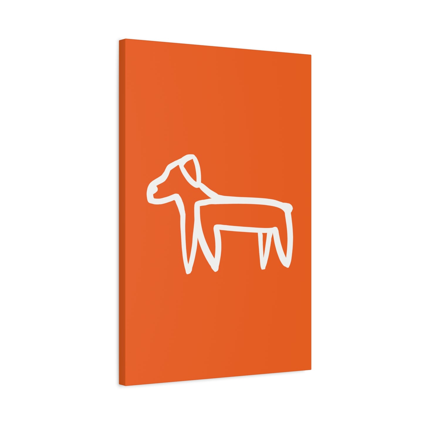 Dog Canvas Print on Orange (Transparent Style White Dog) - Dog Art Print