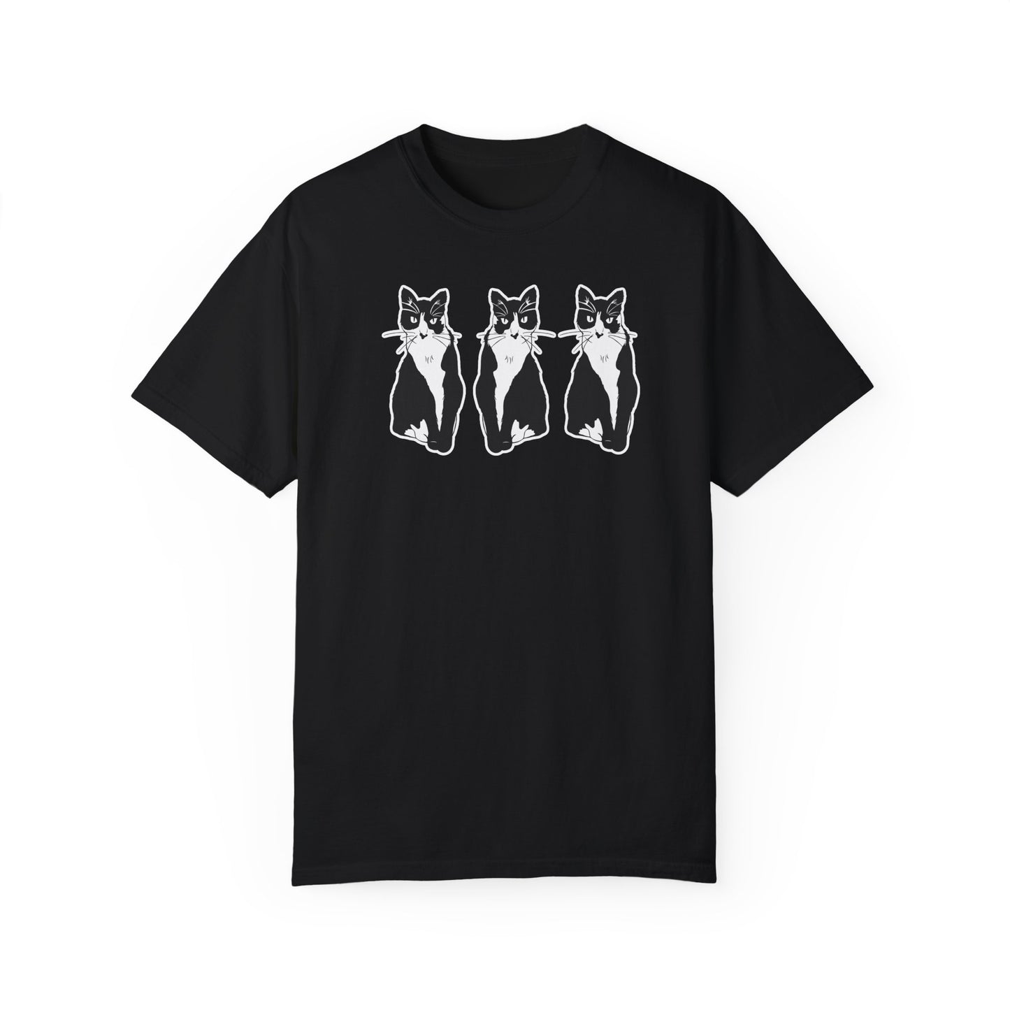 Cat x3 Tee (Sticker Style Cat) - Cat Drawing Shirt