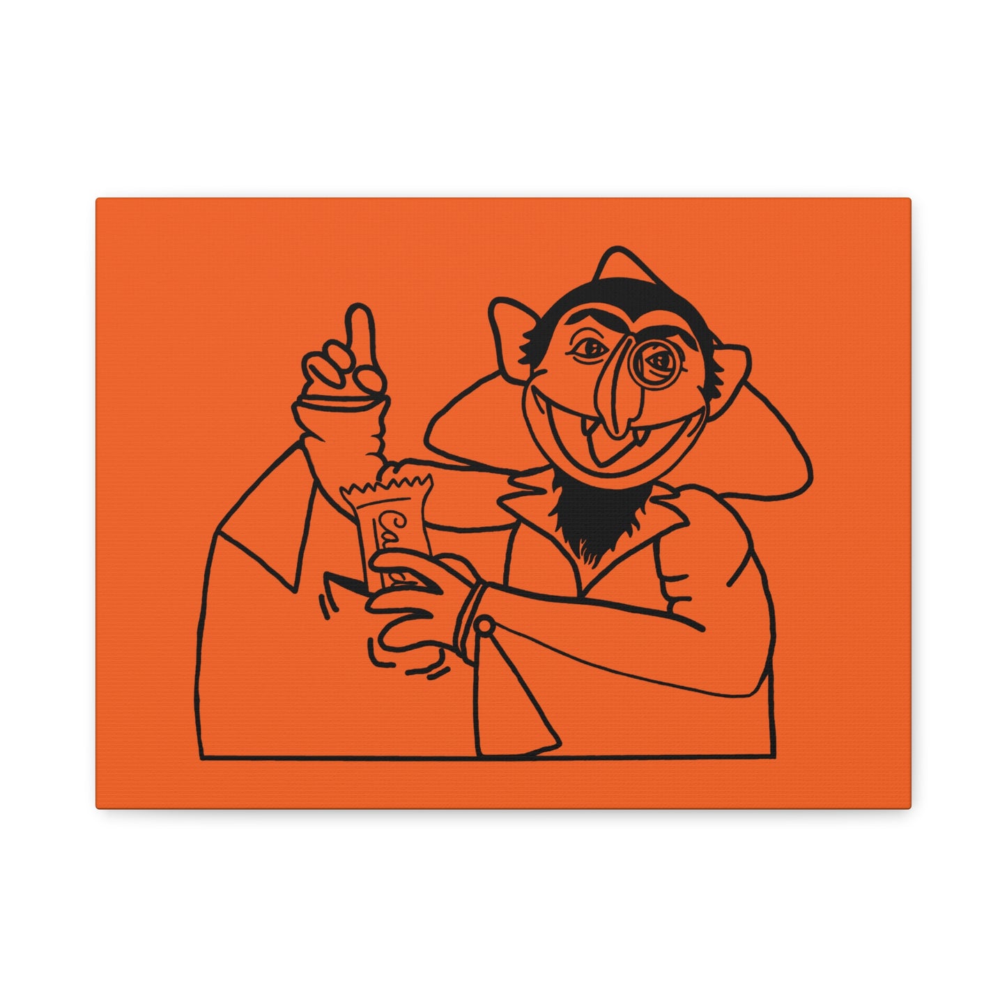 The Count Stealing Candy Outline Canvas Print Orange - Sesame Street The Count Parody Art Print