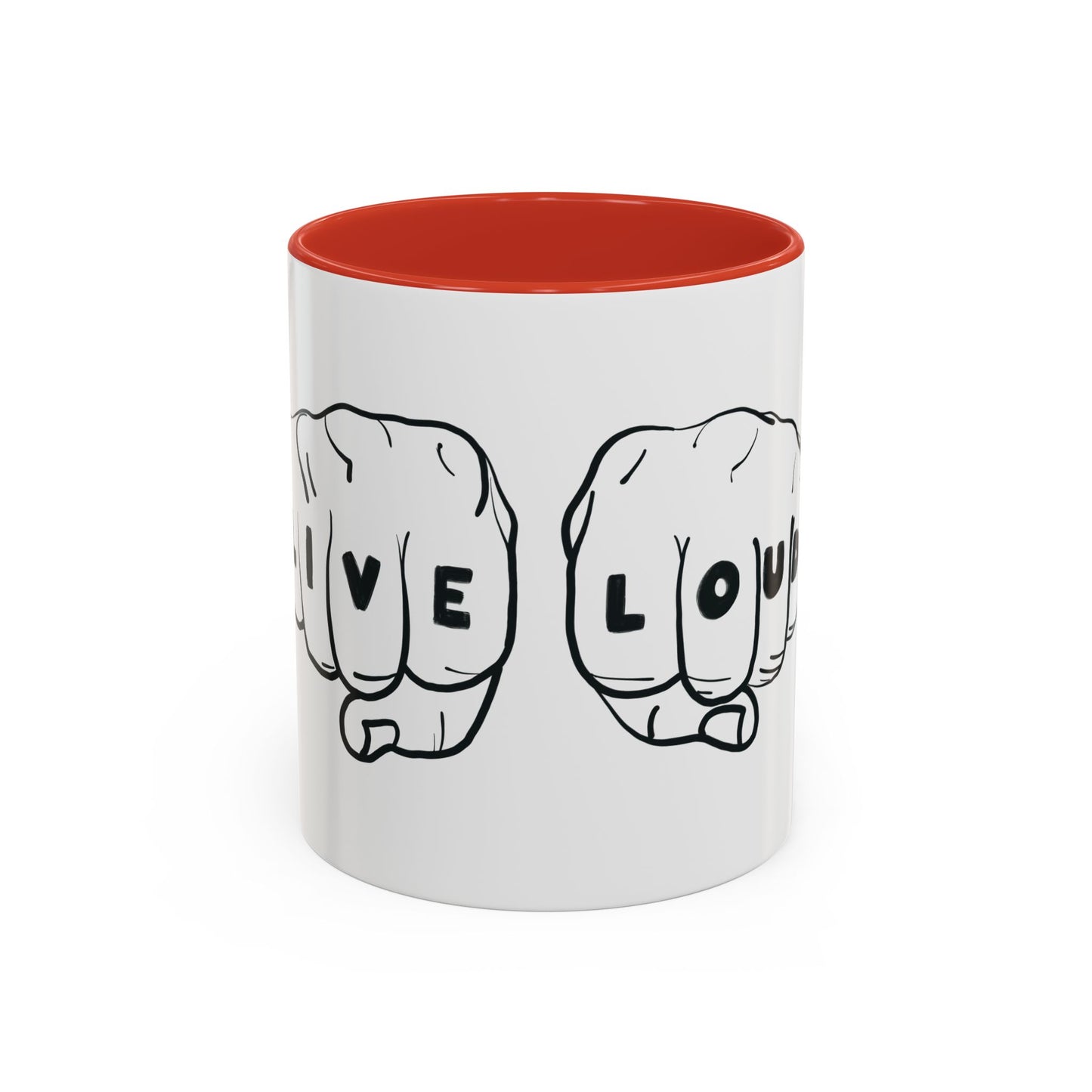 Live Loud Knuckle Tats Tattooed Fists Accent Mug