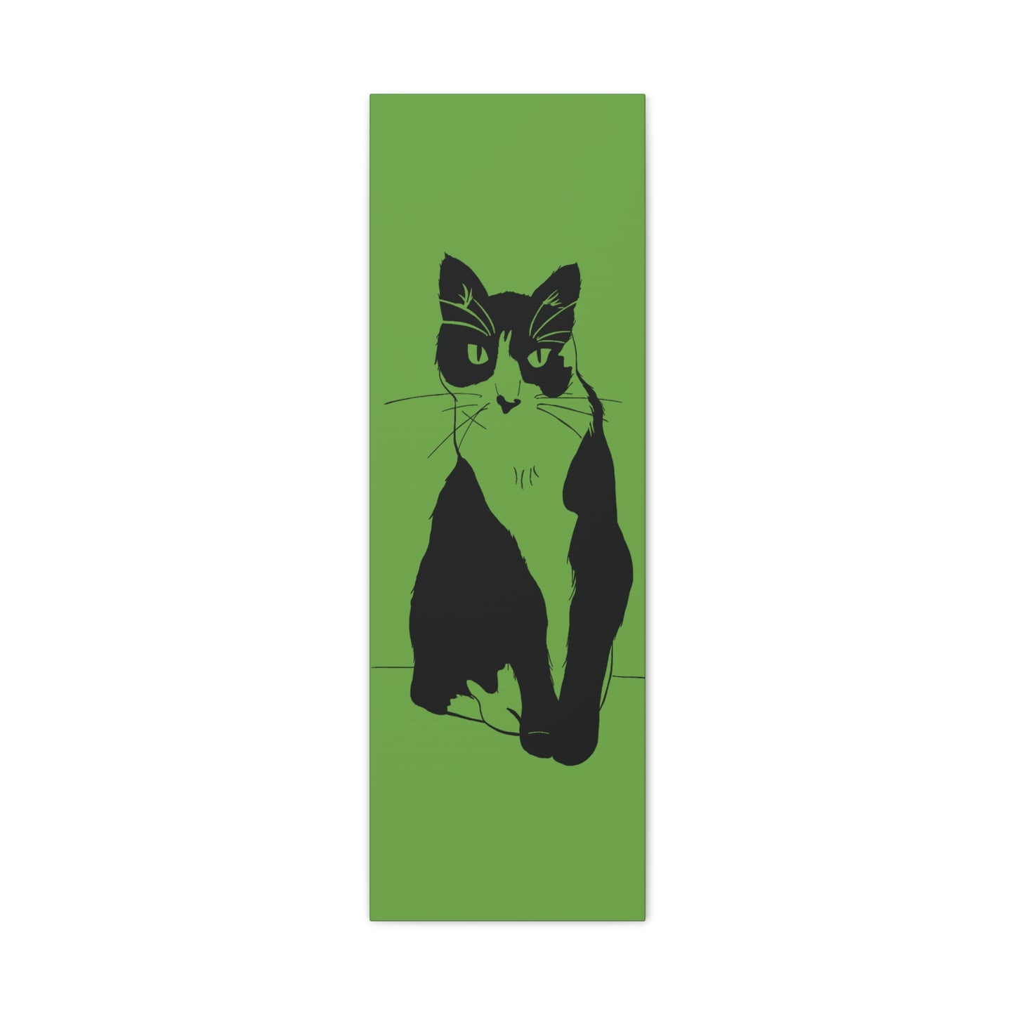 Cat Canvas Print on Green (Transparent Style Cat) - Cat Drawing Art