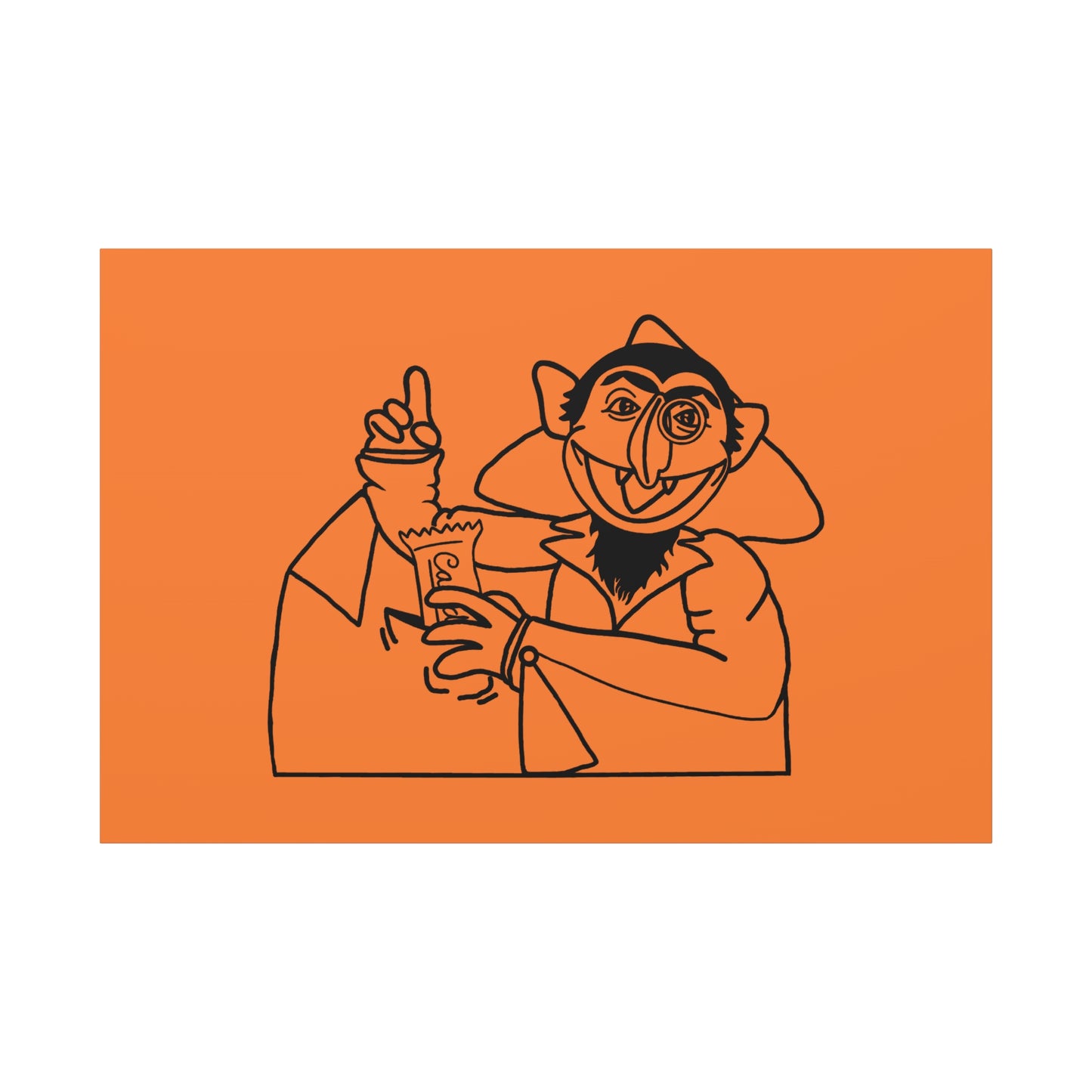 The Count Stealing Candy Outline Canvas Print Light Orange - Sesame Street The Count Parody Art