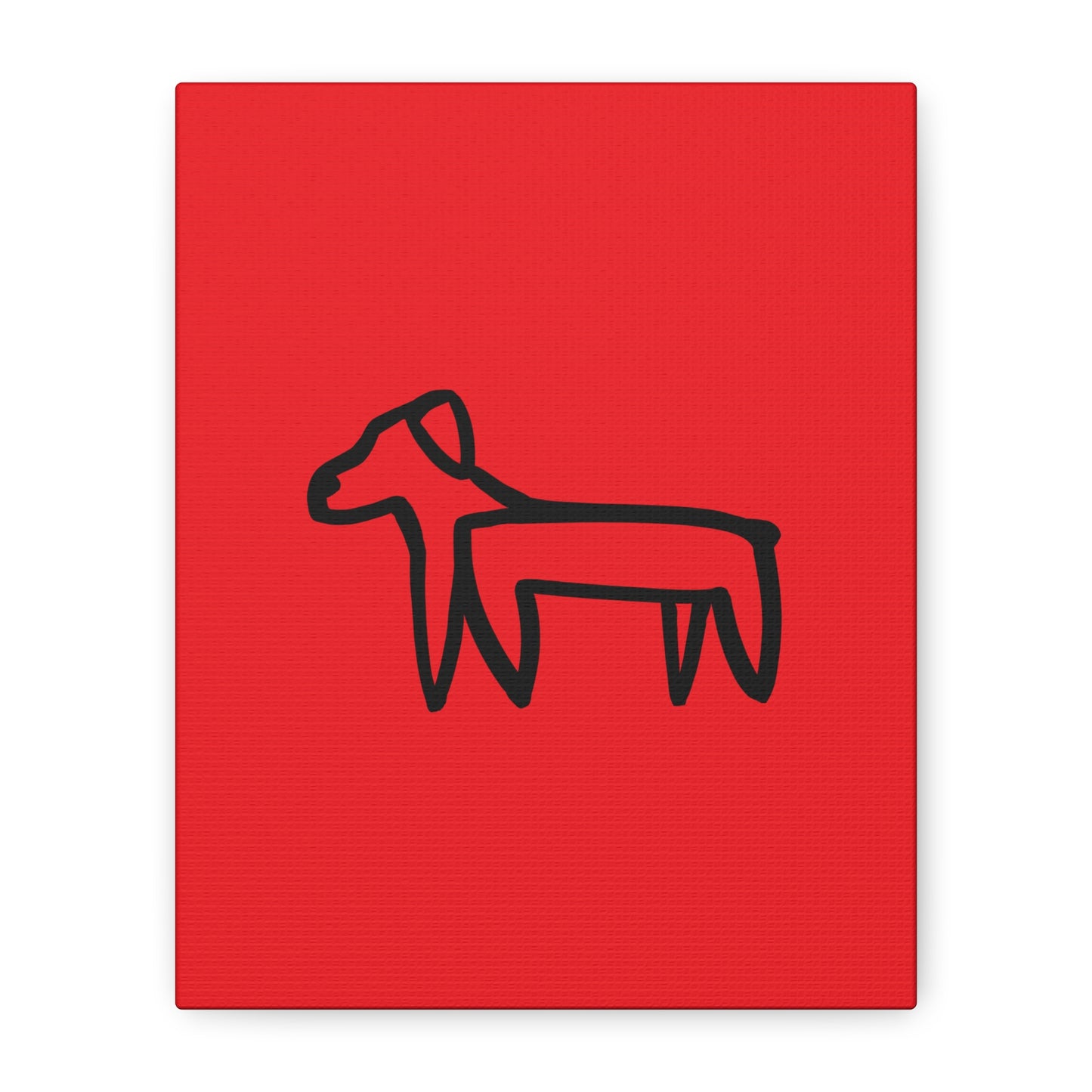 Dog Canvas Print on Red (Transparent Style Black Dog) - Dog Drawing Canvas