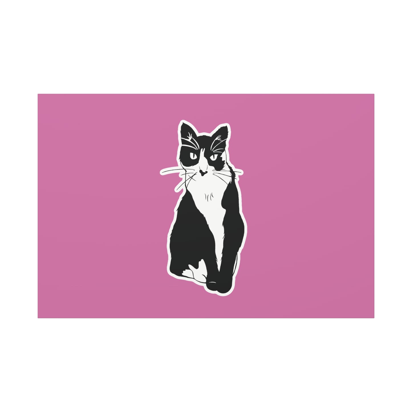 Cat Canvas on Light Pink (Sticker Style Cat) - Cat Drawing Art