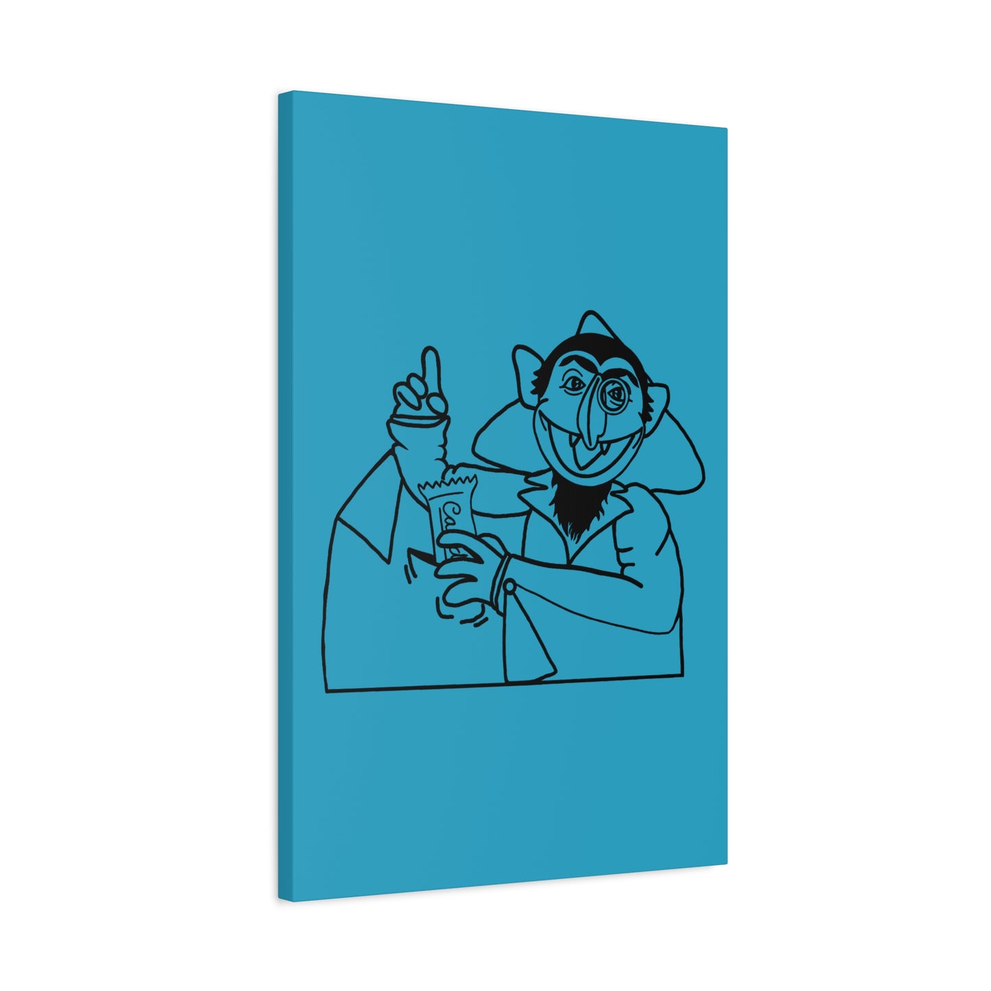 The Count Stealing Candy Outline Canvas Print Turquoise - Sesame Street The Count Art Print