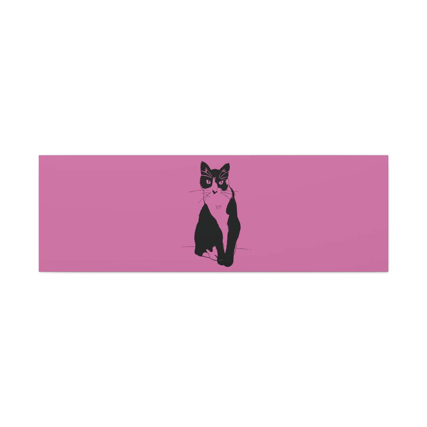 Cat Canvas Print on Pink (Transparent Style Cat) - Cat Drawing Art