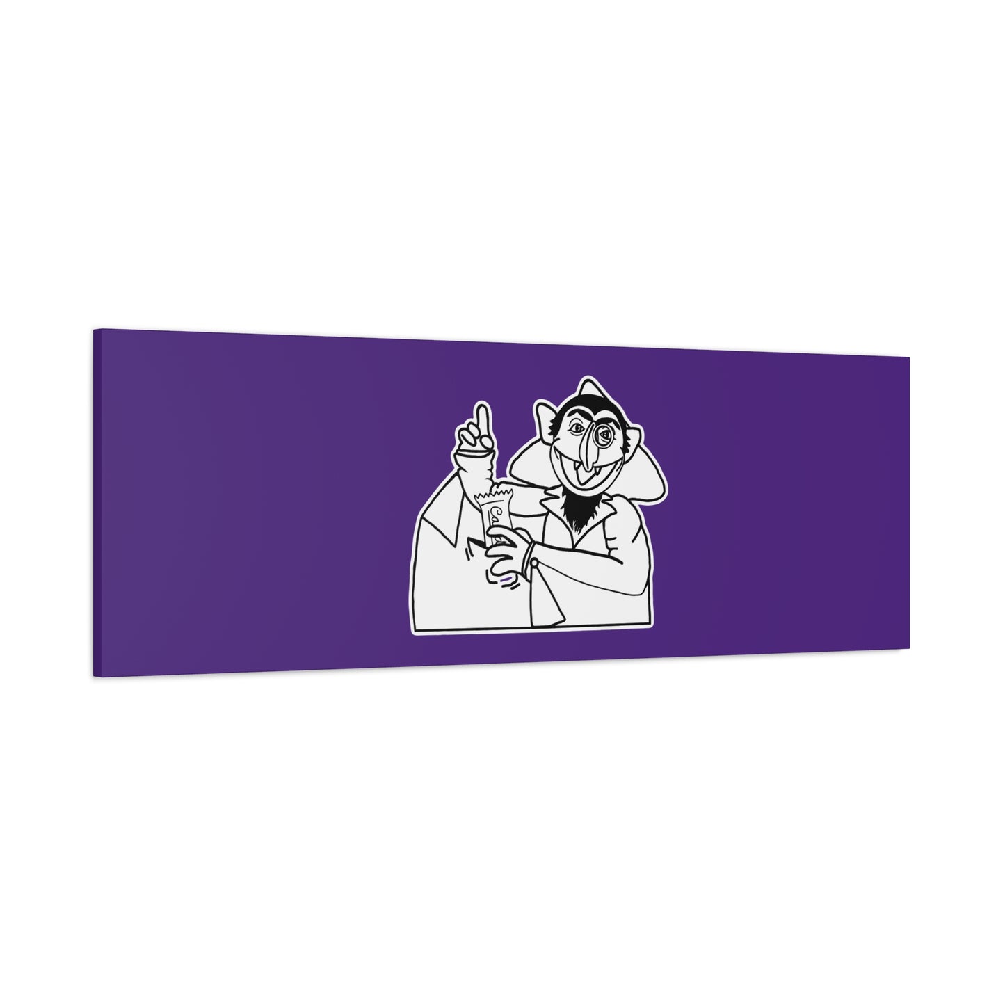 The Count Stealing Candy Outline Canvas Print Purple - Sesame Street The Count Parody Art
