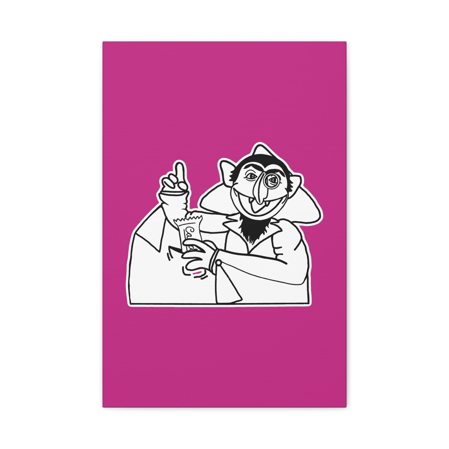 The Count Stealing Candy Outline Canvas Print Pink - Sesame Street The Count Parody Art