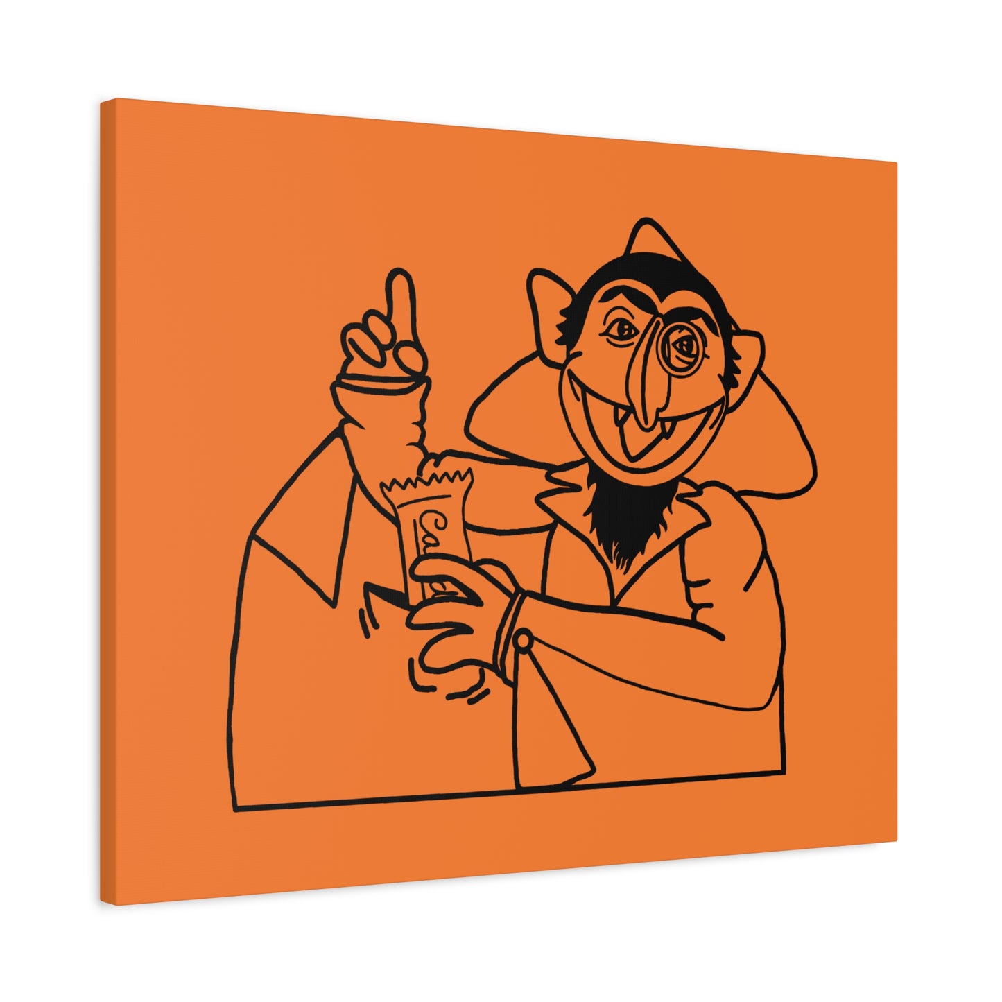 The Count Stealing Candy Outline Canvas Print Light Orange - Sesame Street The Count Parody Art