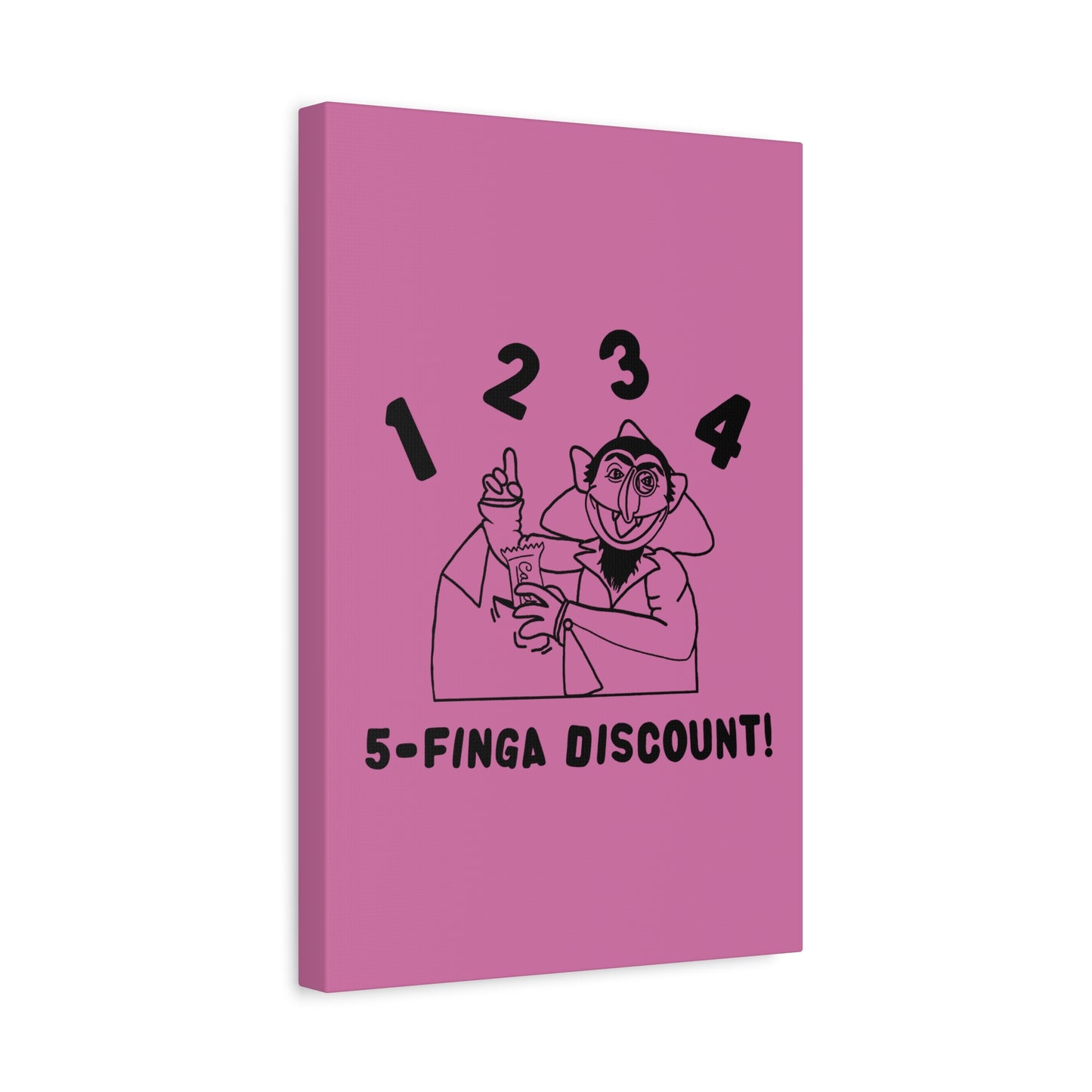Five Finger Discount Outline Canvas Print Light Pink - Sesame Street The Count Parody Art Print