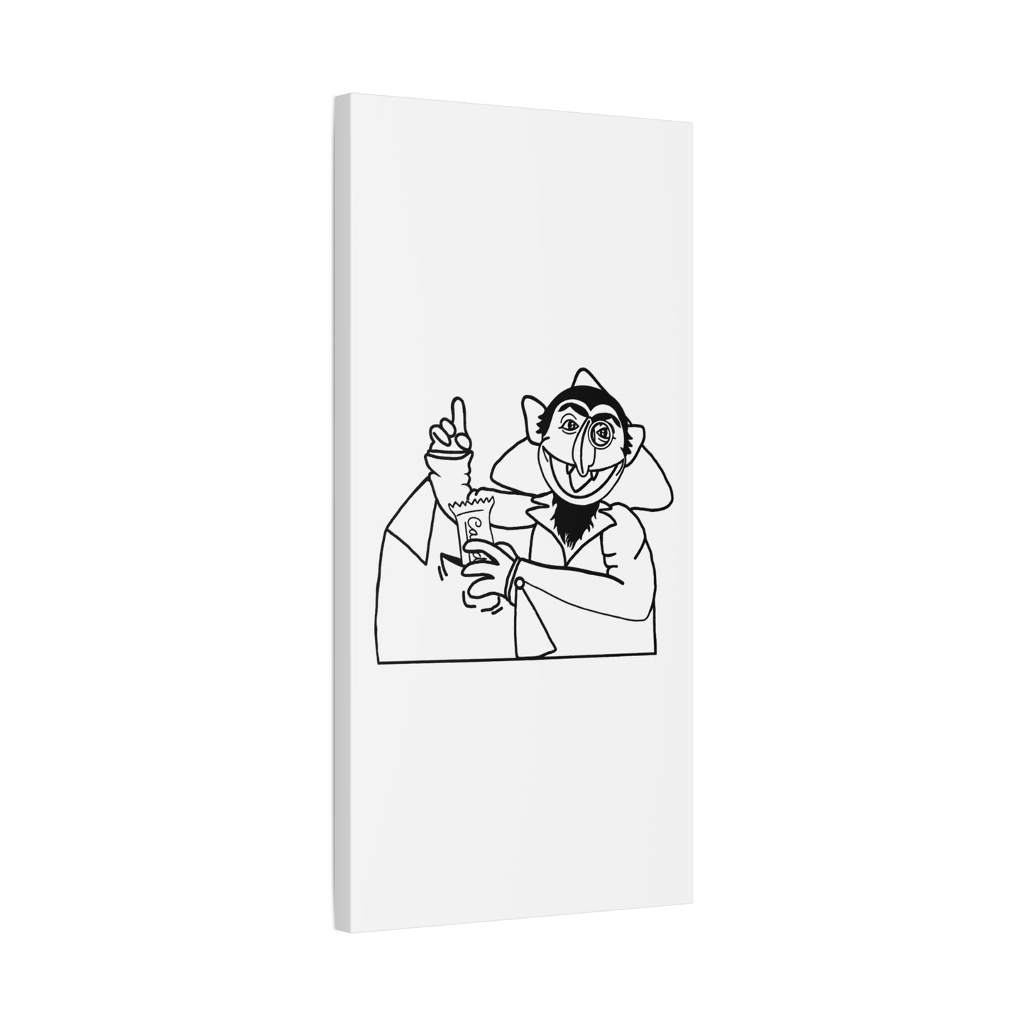 The Count Stealing Candy Outline Canvas Print White - Sesame Street The Count Parody Art