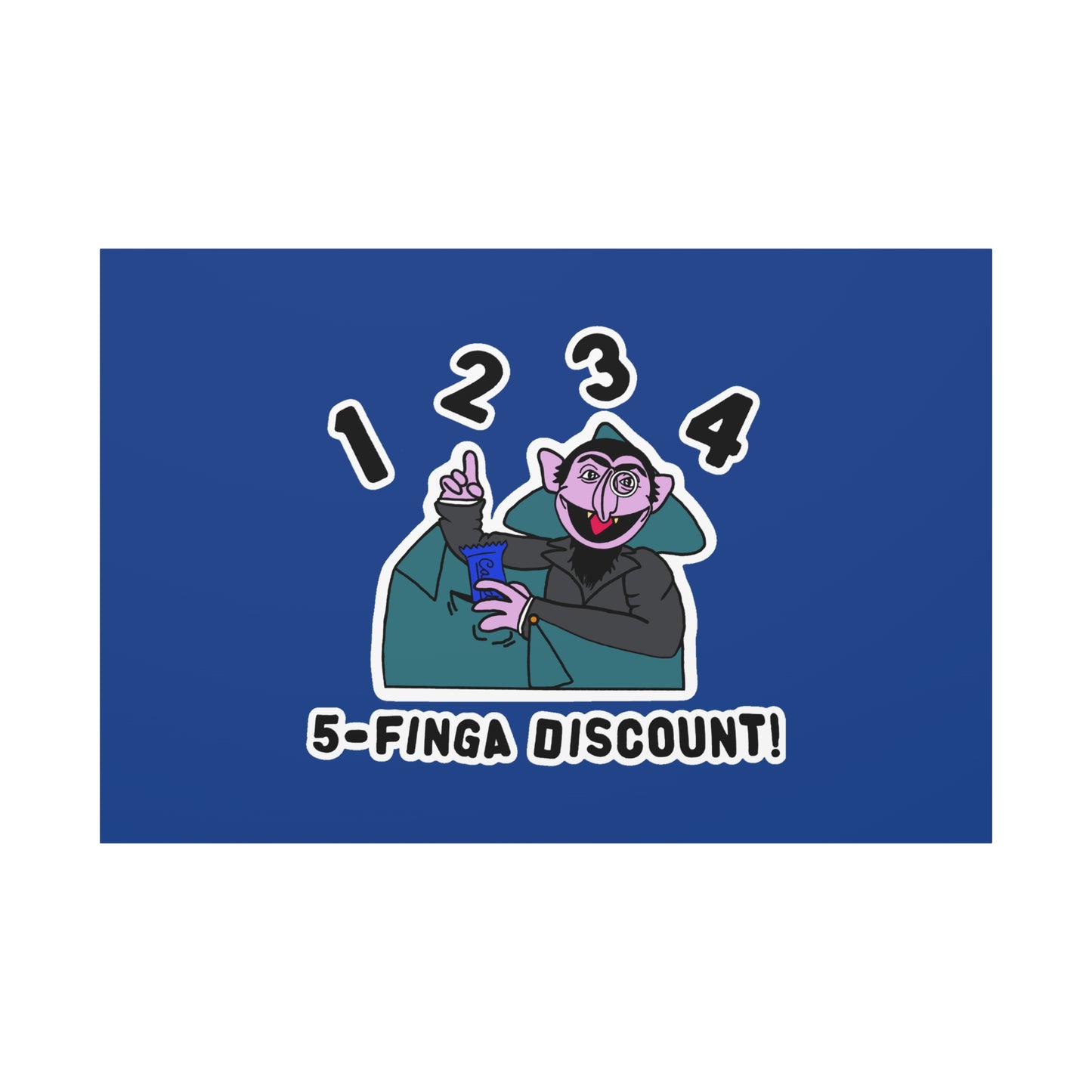Five Finger Discount Canvas Print Dark Blue - Sesame Street The Count Parody Art Print
