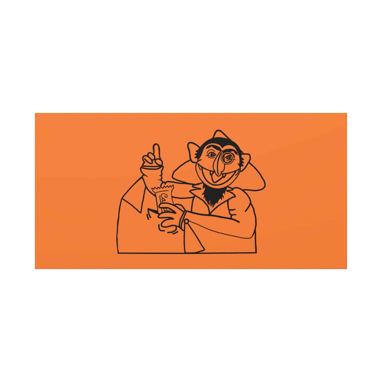 The Count Stealing Candy Outline Canvas Print Light Orange - Sesame Street The Count Parody Art