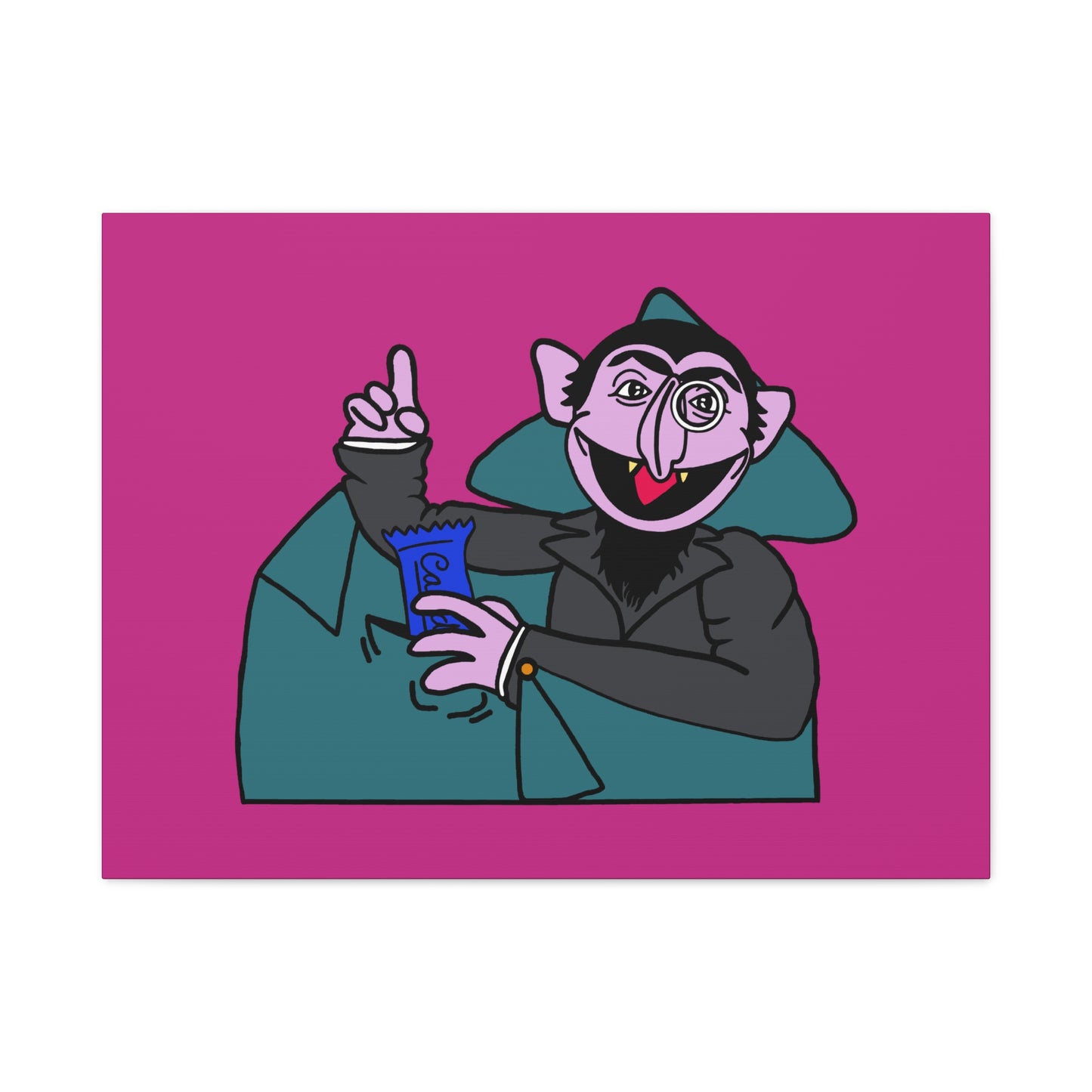 The Count Stealing Candy Canvas Print Pink - Sesame Street The Count Parody Art