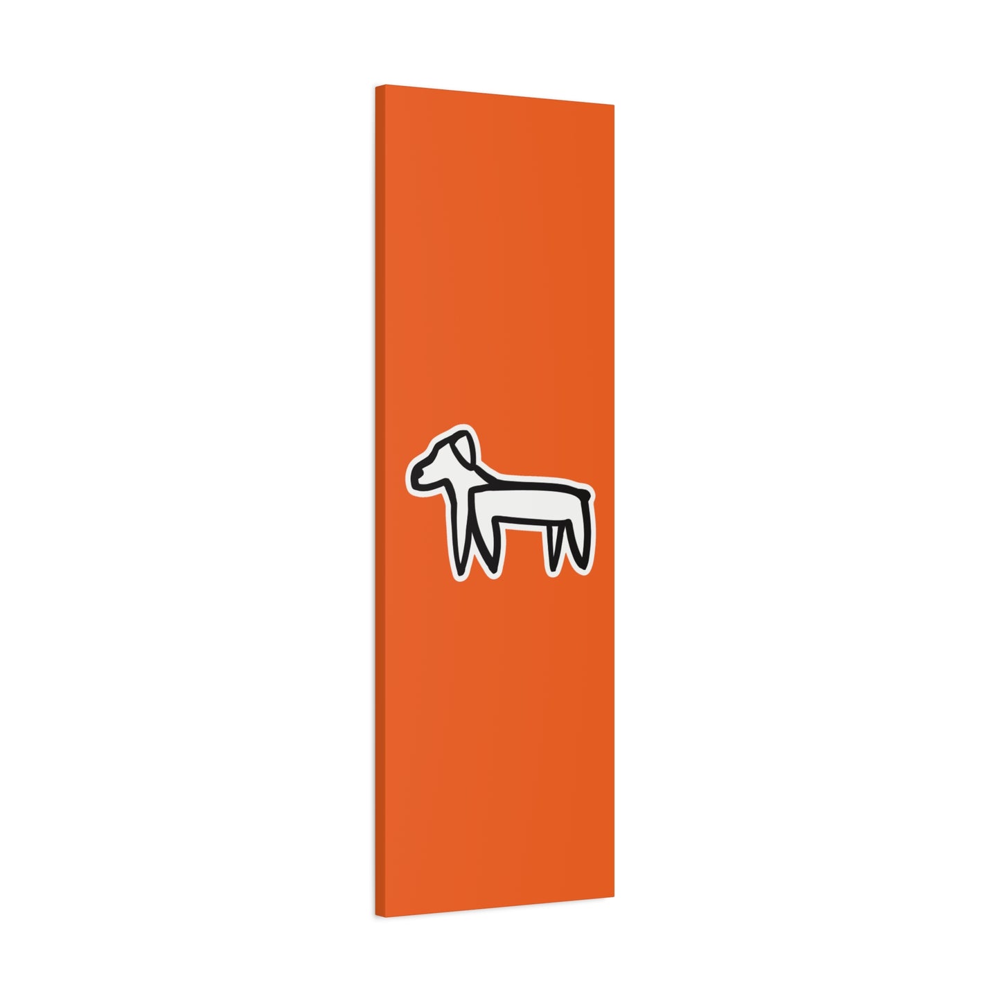 Dog Canvas Print on Orange (Sticker Style White Dog) - Dog Art Print