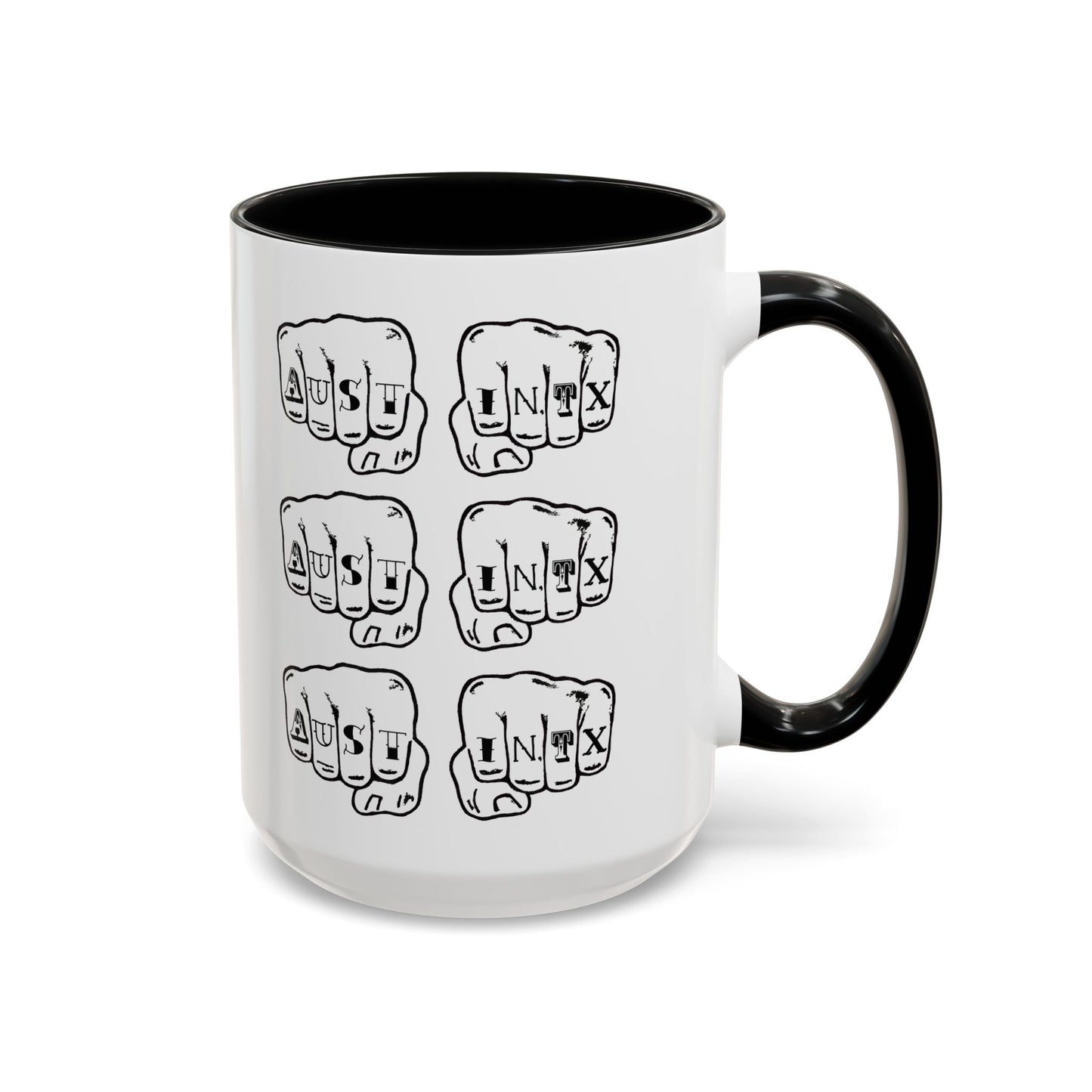 Austin Knuckle Tats Tattooed Fists Accent Mug Fists Stack Edition