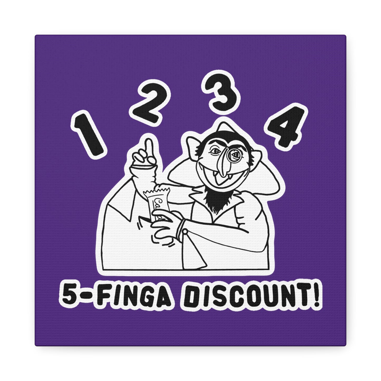 Five Finger Discount Outline Canvas Print Purple - Sesame Street The Count Parody Art Print