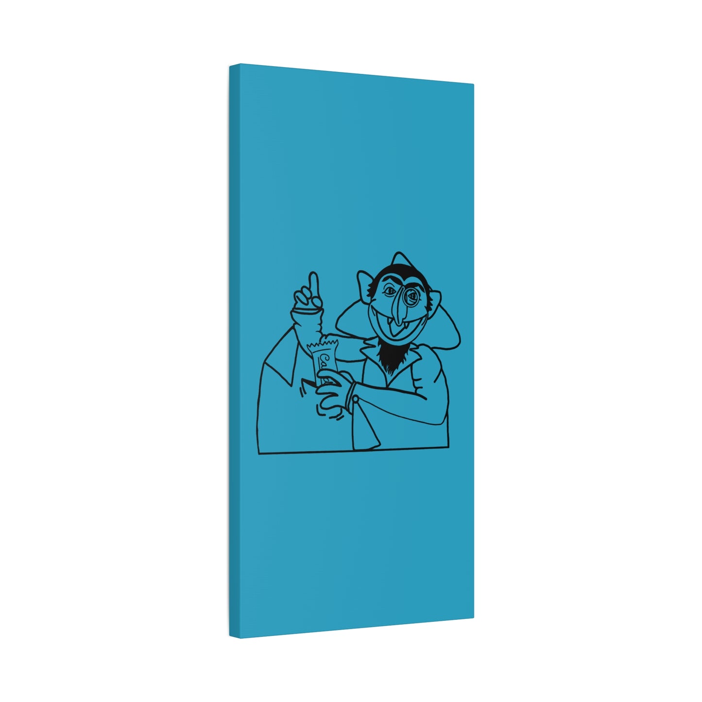 The Count Stealing Candy Outline Canvas Print Turquoise - Sesame Street The Count Art Print