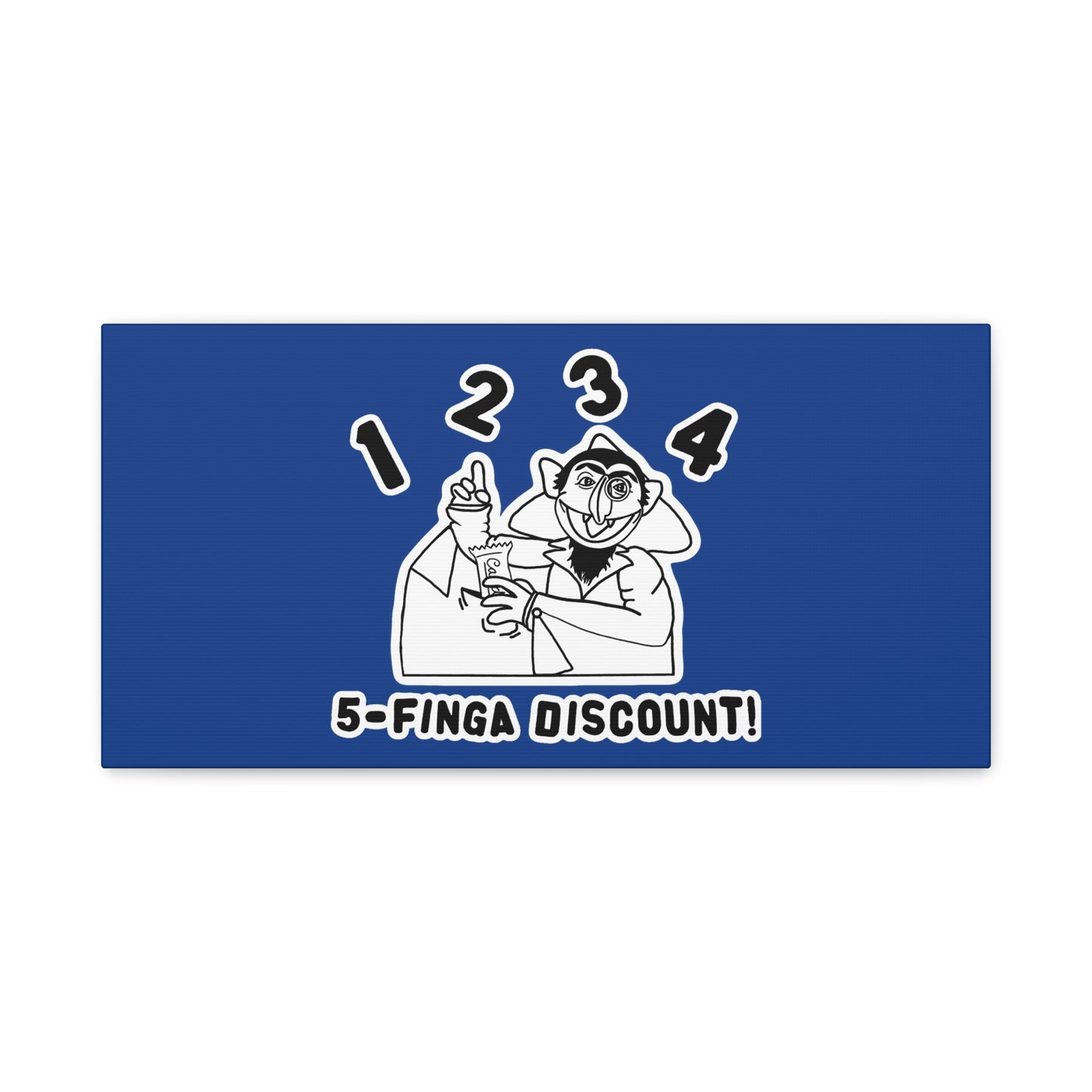 Five Finger Discount Outline Canvas Print Dark Blue - Sesame Street The Count Parody Art Print