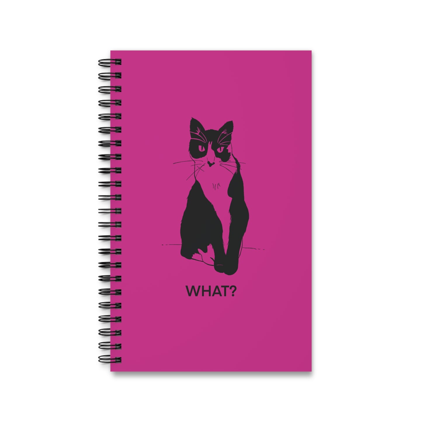 Cattitude Notebook in Pink (Transparent Style Cat) - Cat Spiral Notebook