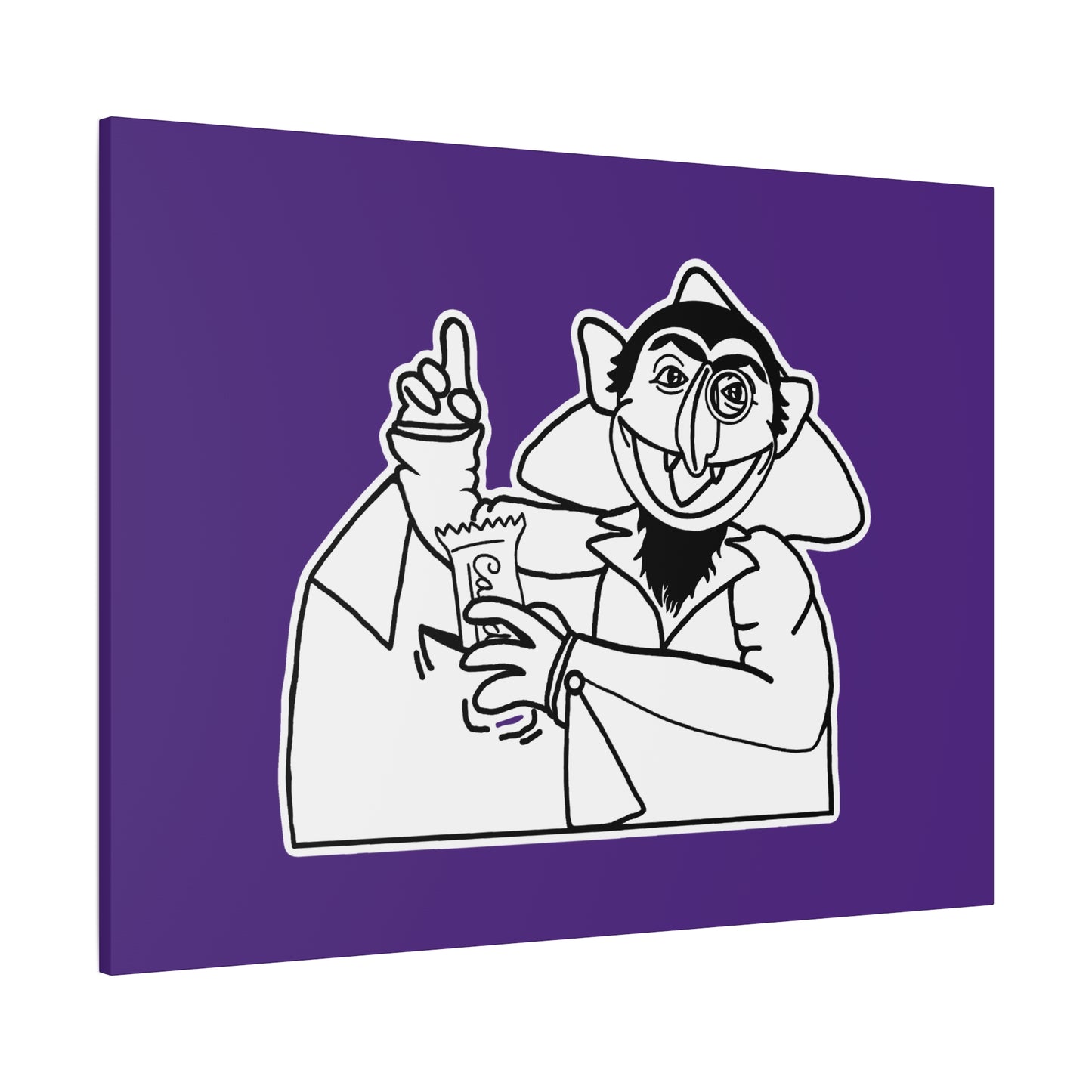 The Count Stealing Candy Outline Canvas Print Purple - Sesame Street The Count Parody Art