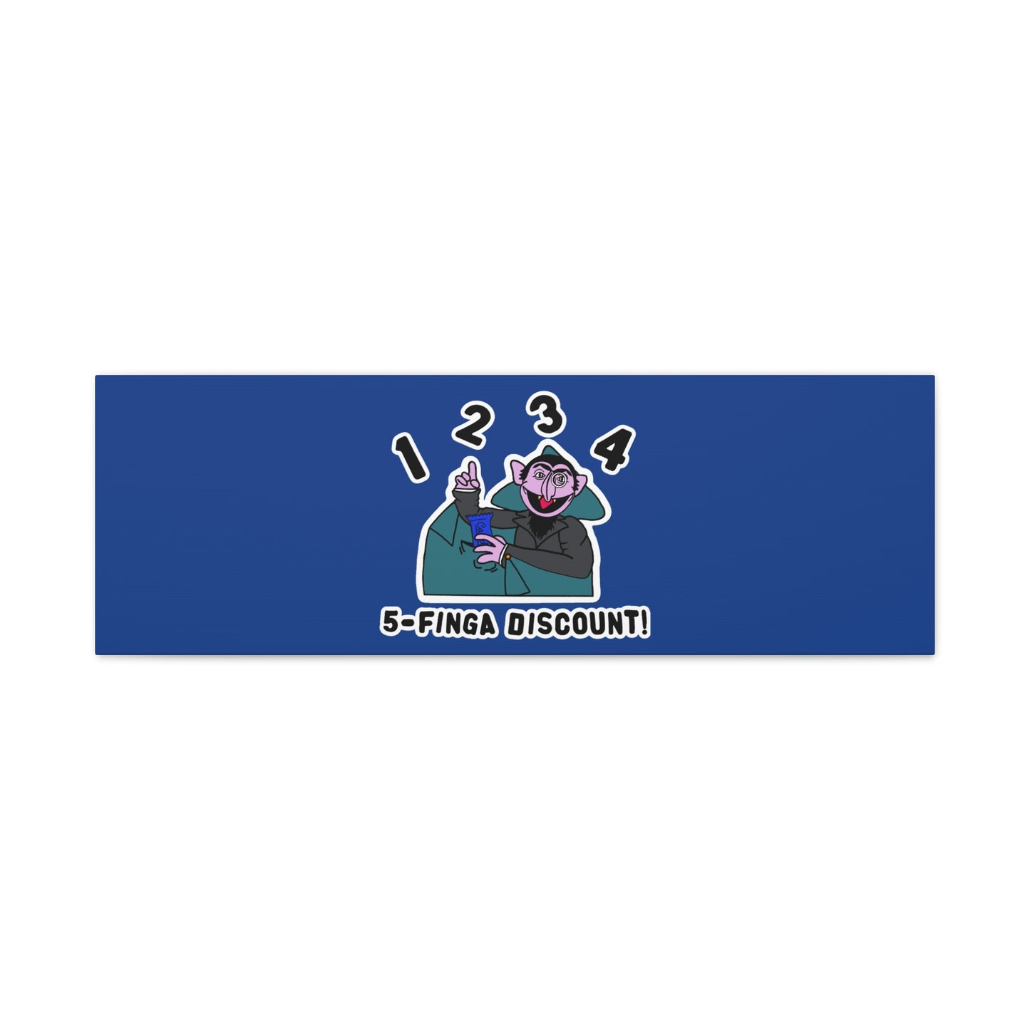 Five Finger Discount Canvas Print Dark Blue - Sesame Street The Count Parody Art Print