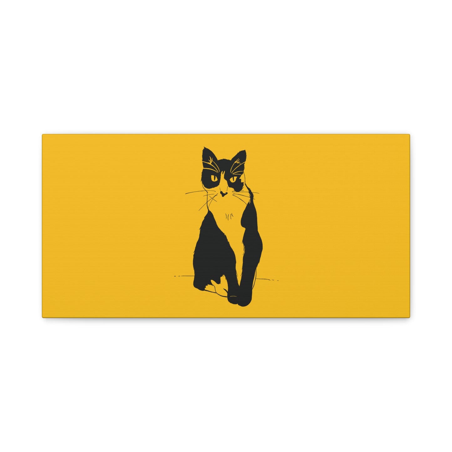 Cat Canvas Print on Yellow (Transparent Style Cat) - Cat Drawing Art