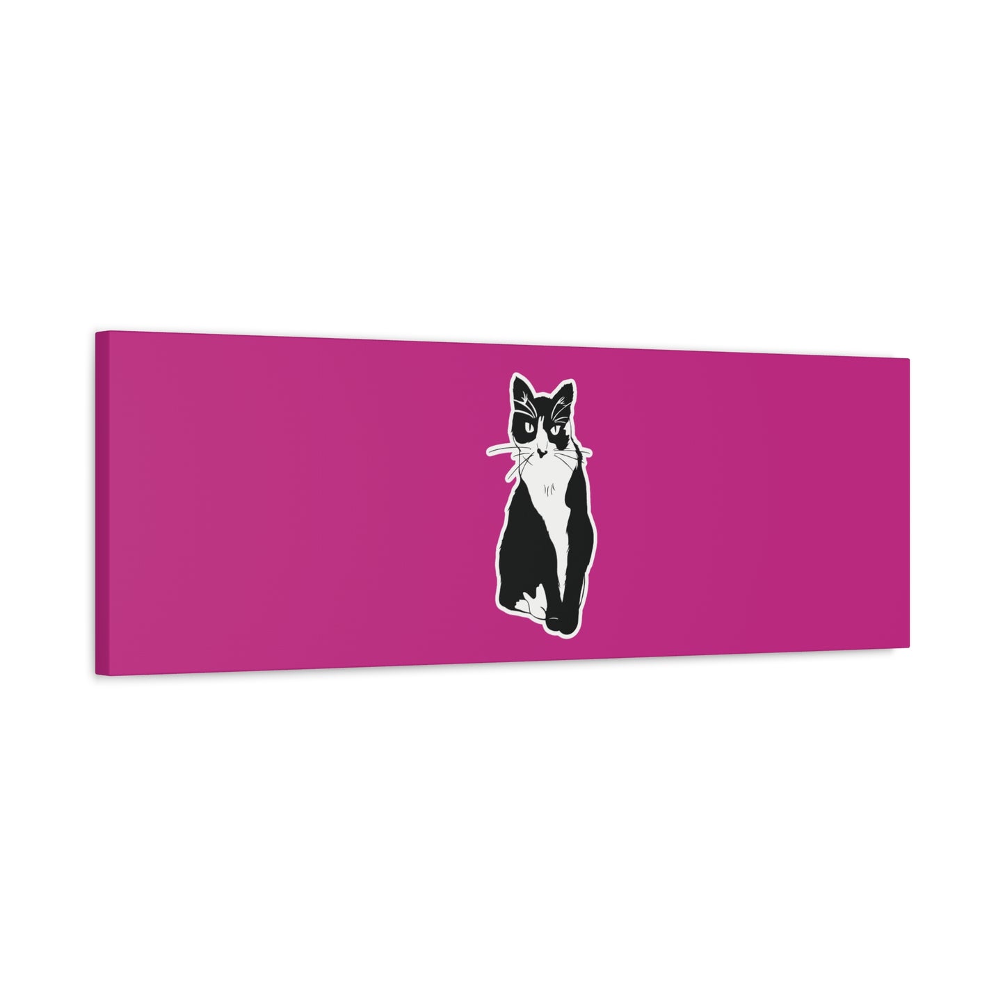 Cat Canvas on Pink (Sticker Style Cat) - Cat Drawing Art