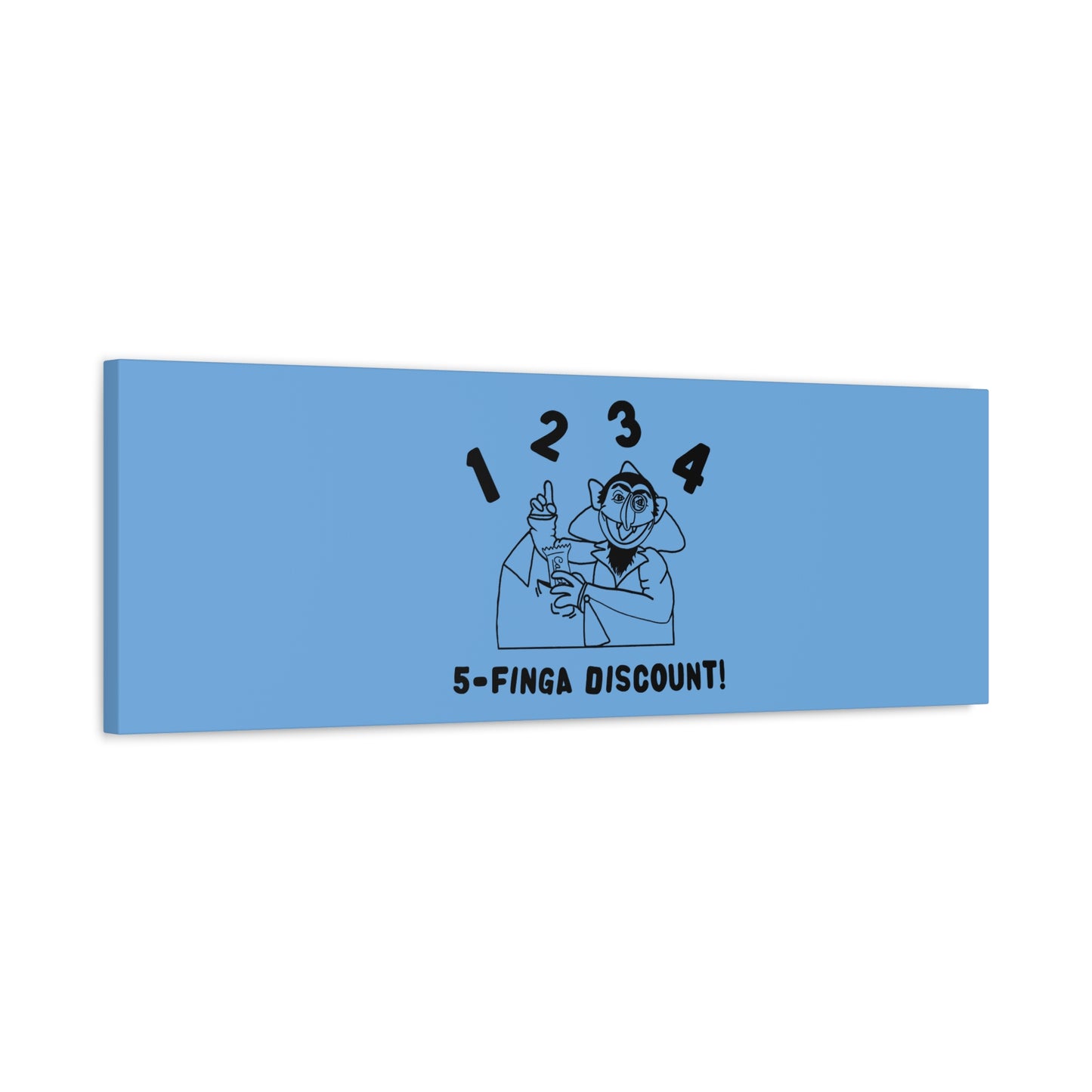 Five Finger Discount Outline Canvas Print Light Blue - Sesame Street The Count Parody Art Print