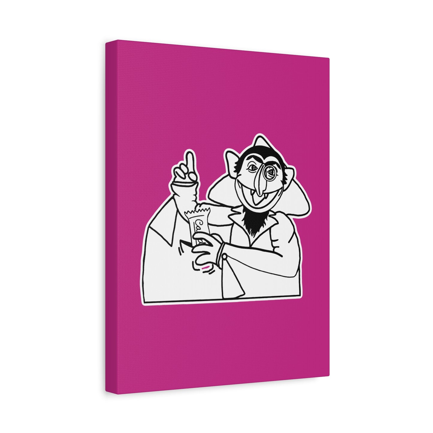 The Count Stealing Candy Outline Canvas Print Pink - Sesame Street The Count Parody Art
