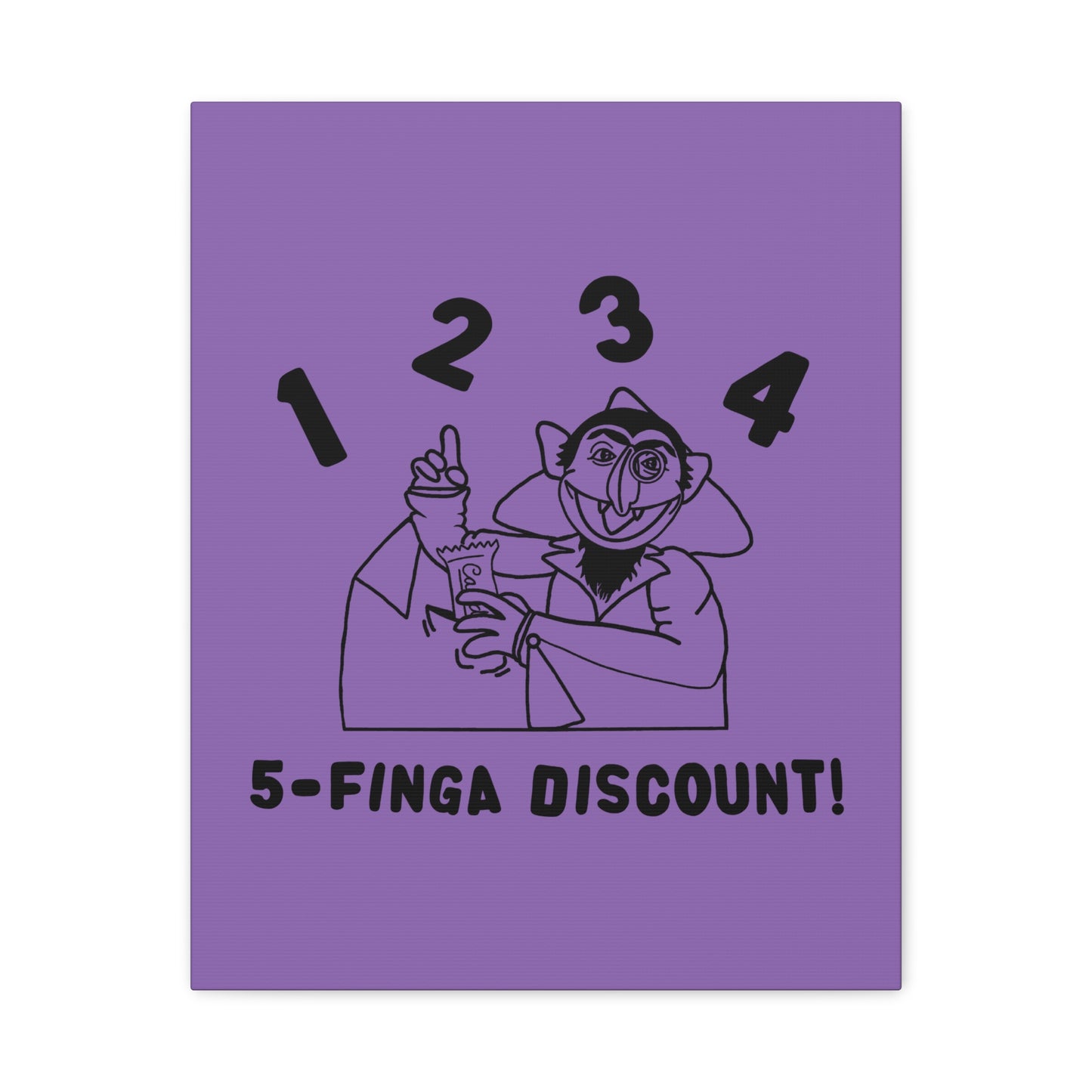 Five Finger Discount Outline Canvas Print Light Purple - Sesame Street The Count Parody Art Print
