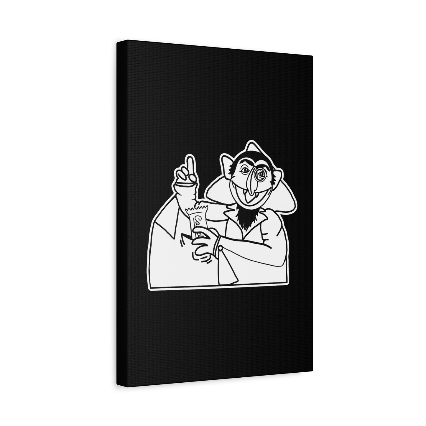 The Count Stealing Candy Outline Canvas Print Black - Sesame Street The Count Parody Canvas Art