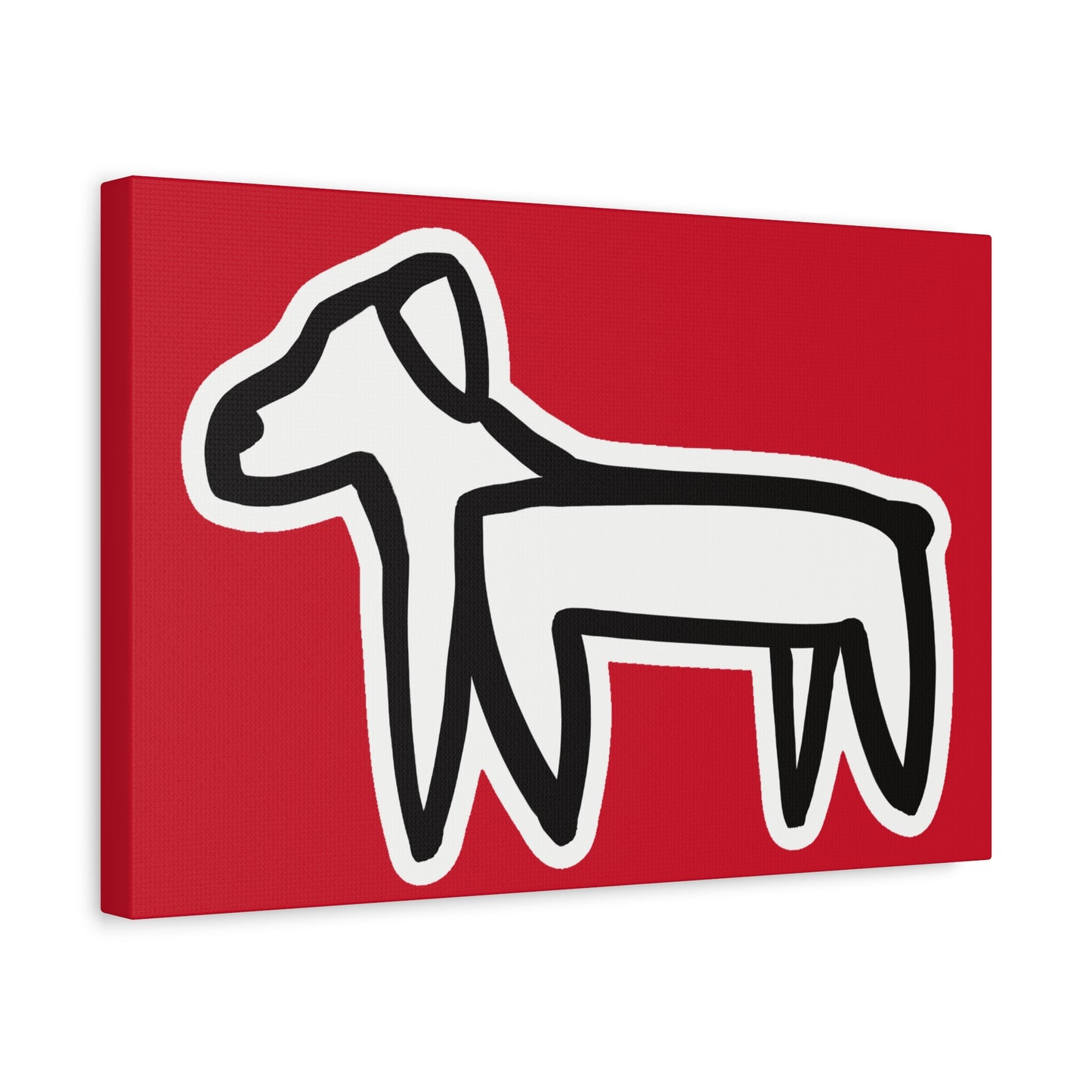 Dog Canvas Print on Red (Sticker Style White Dog) - Dog Art Print