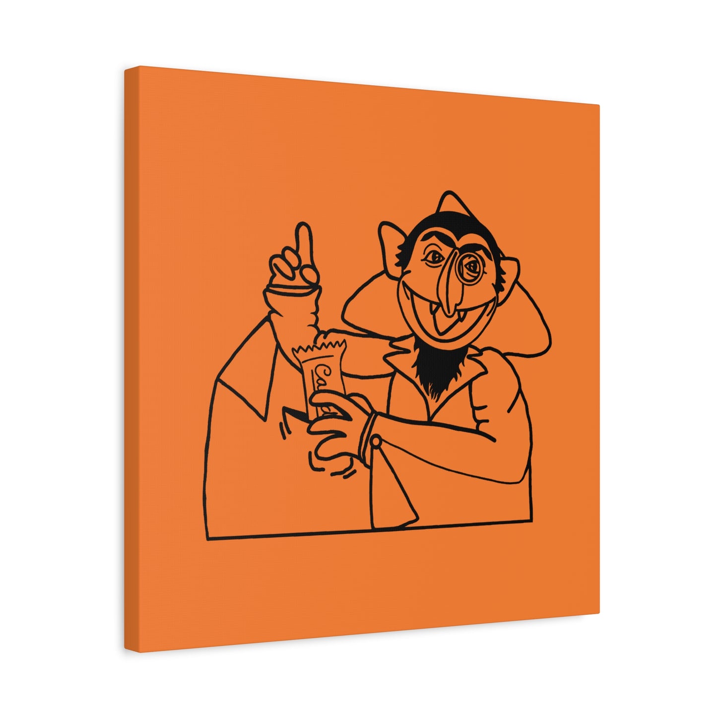 The Count Stealing Candy Outline Canvas Print Light Orange - Sesame Street The Count Parody Art