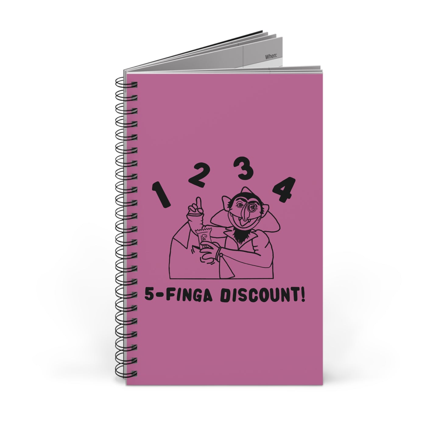 Five Finger Discount Outline Notebook Light Pink - Sesame Street Parody The Count Spiral Notebook
