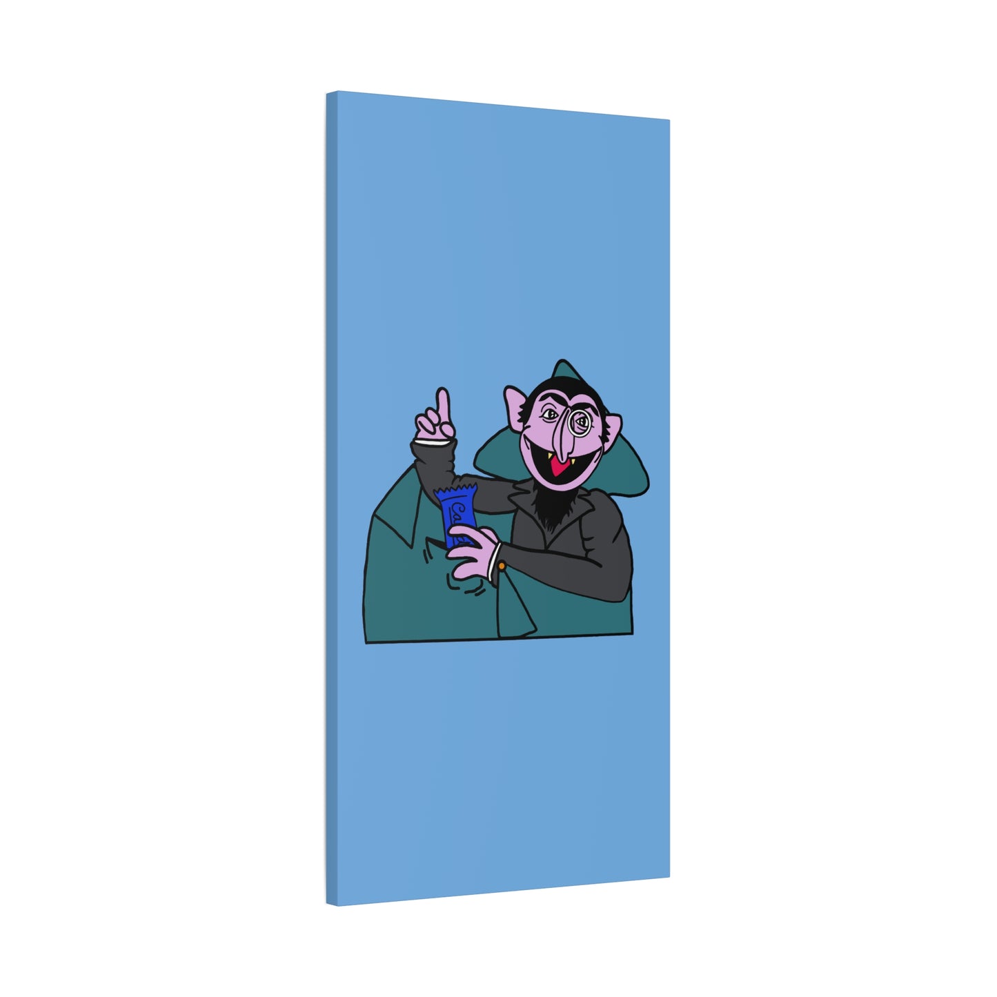 The Count Stealing Candy Canvas Print Light Blue - Sesame Street The Count Parody Art