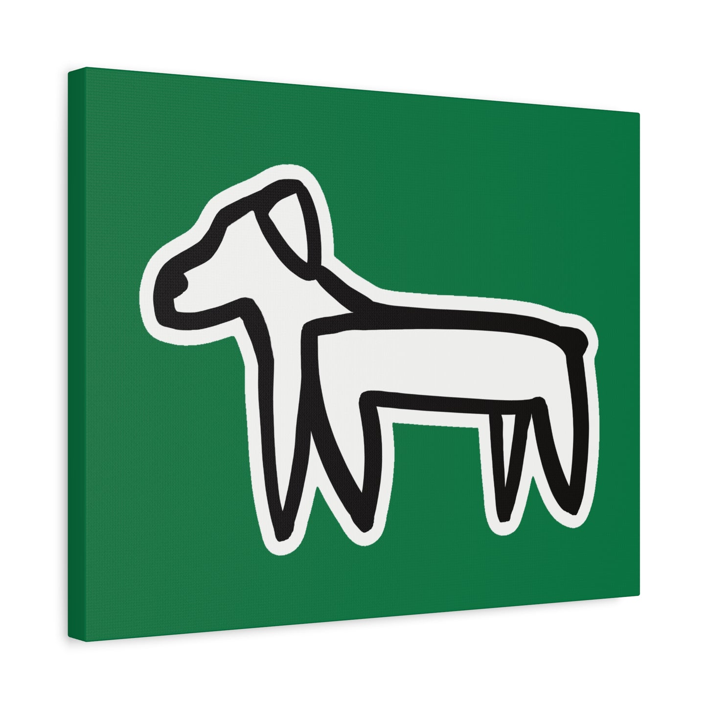 Dog Canvas Print on Green (Sticker Style White Dog) - Dog Art Print