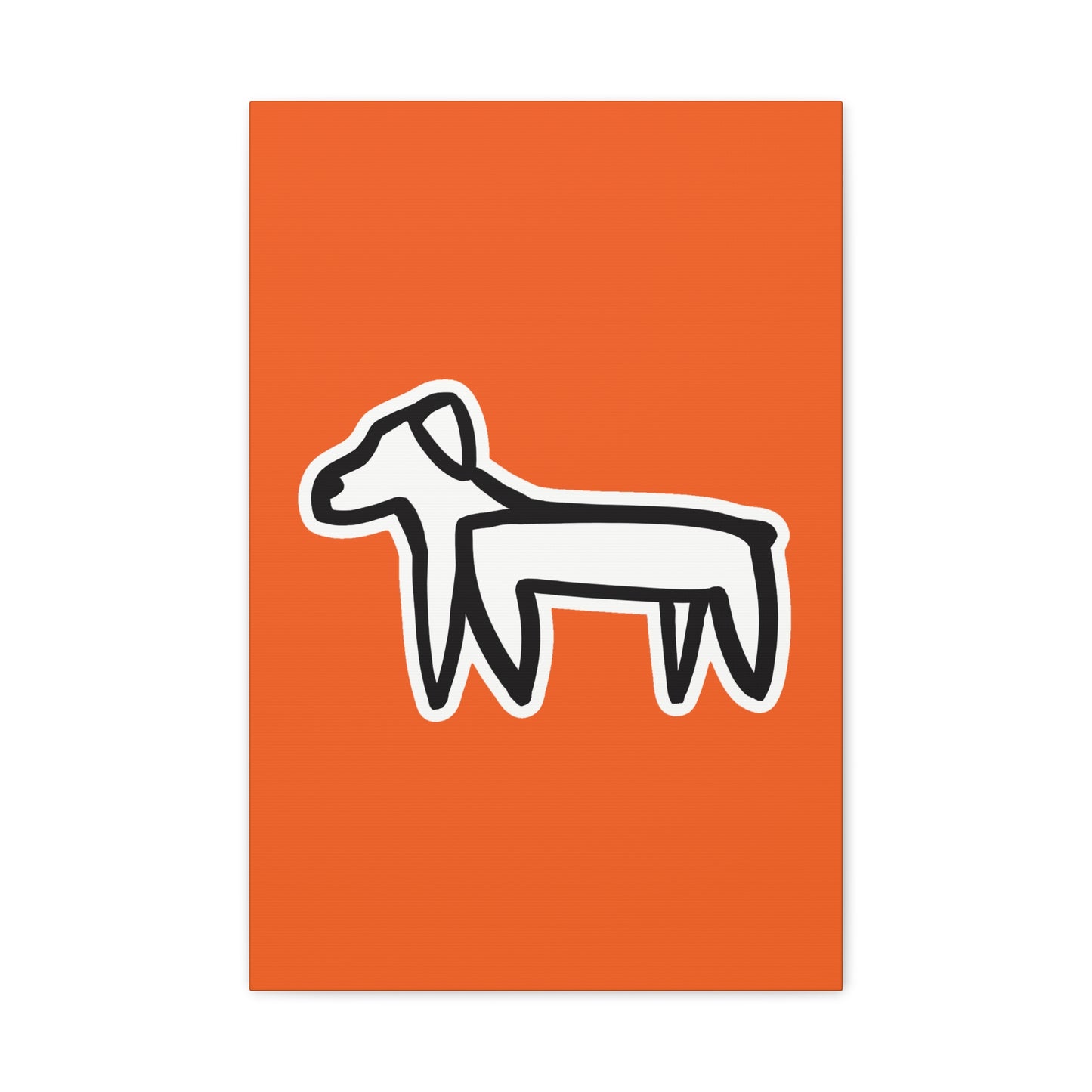 Dog Canvas Print on Orange (Sticker Style White Dog) - Dog Art Print