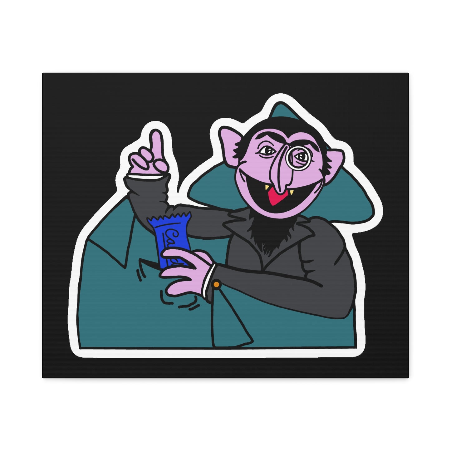 The Count Stealing Candy Canvas Print Black - Sesame Street The Count Parody Art