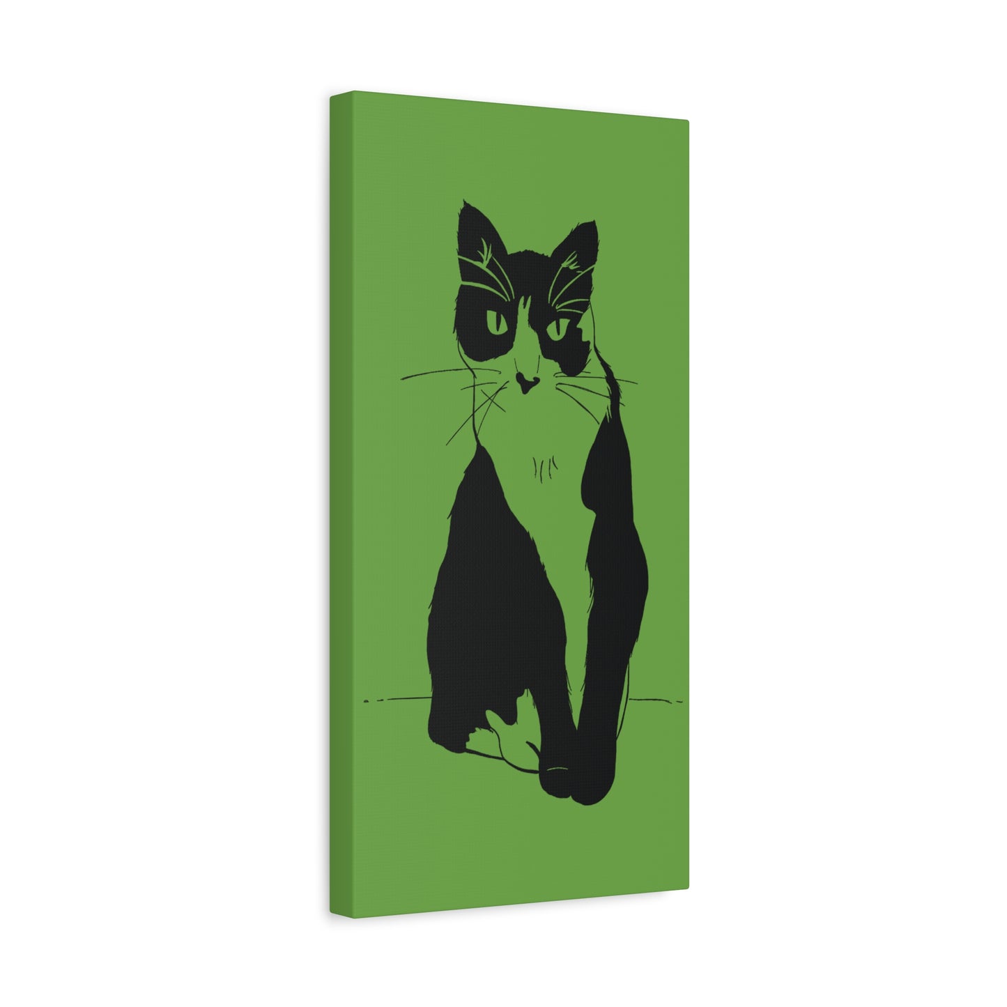 Cat Canvas Print on Green (Transparent Style Cat) - Cat Drawing Art