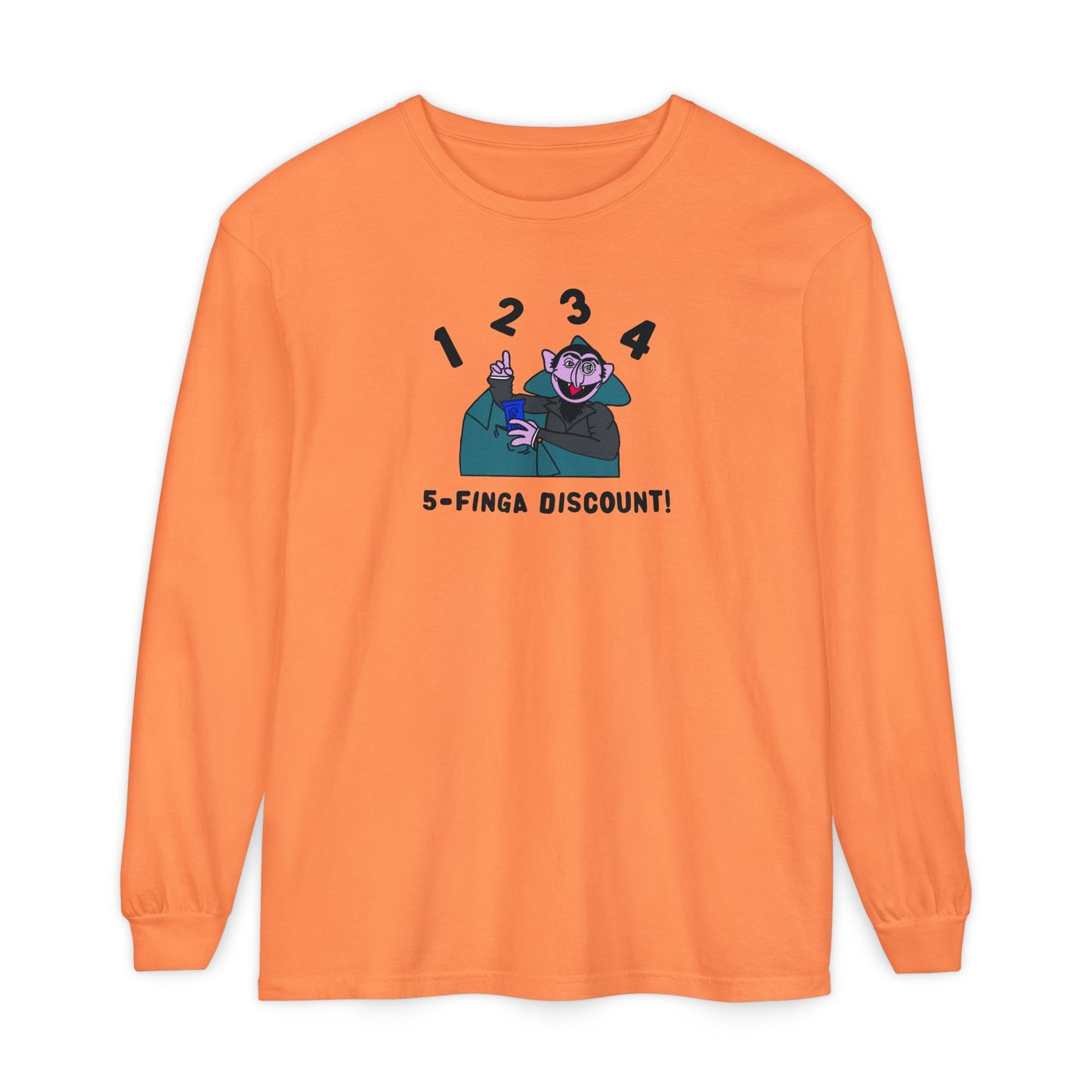 Five Finger Discount Long Sleeve Tee - Sesame Street The Count 5-Finger Discount Shirt