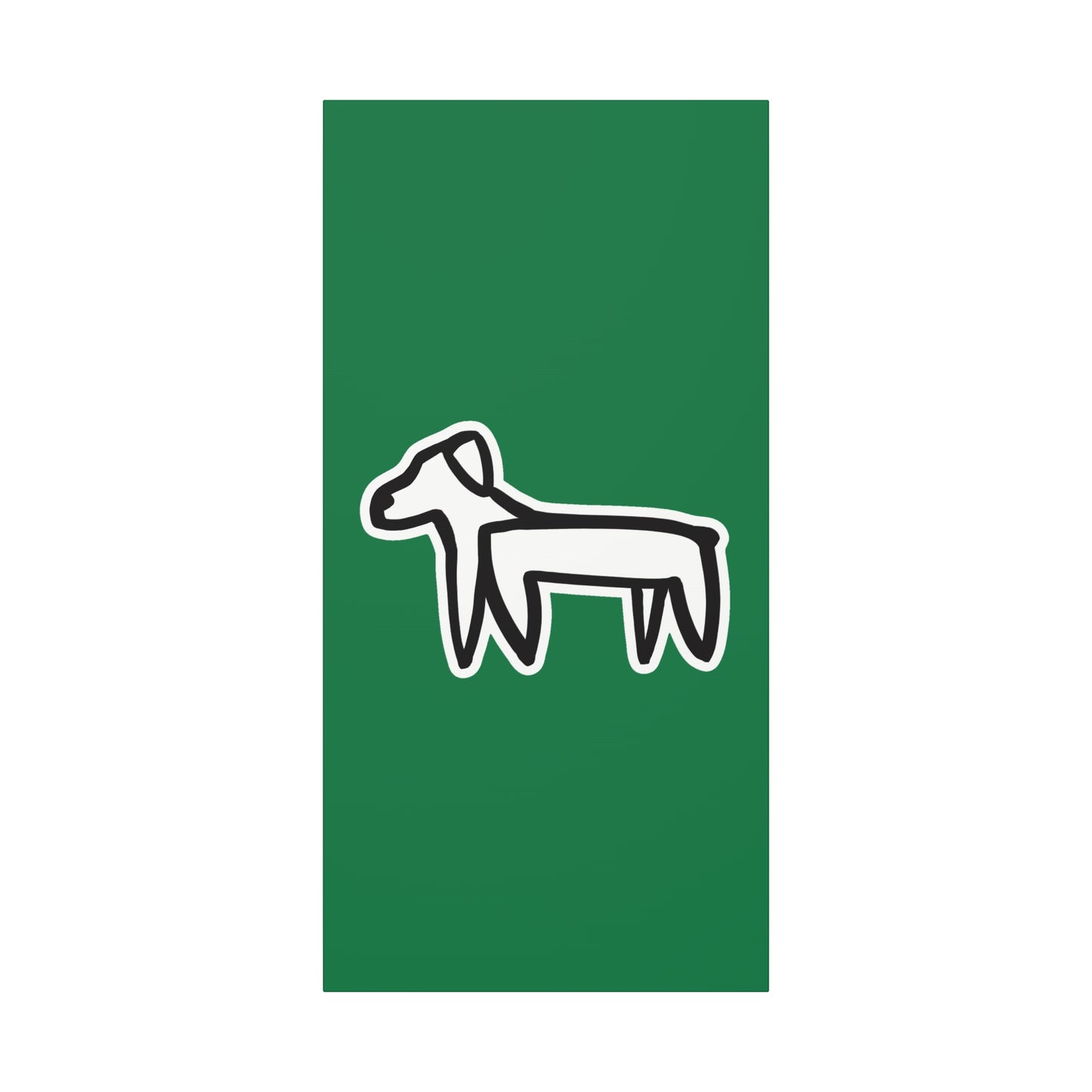 Dog Canvas Print on Green (Sticker Style White Dog) - Dog Art Print
