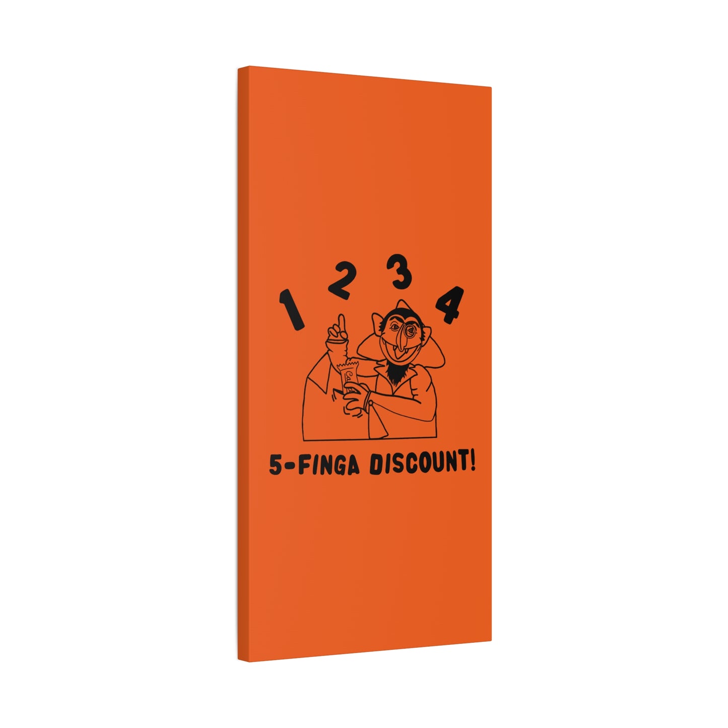 Five Finger Discount Outline Canvas Print Orange - Sesame Street The Count Parody Art Print