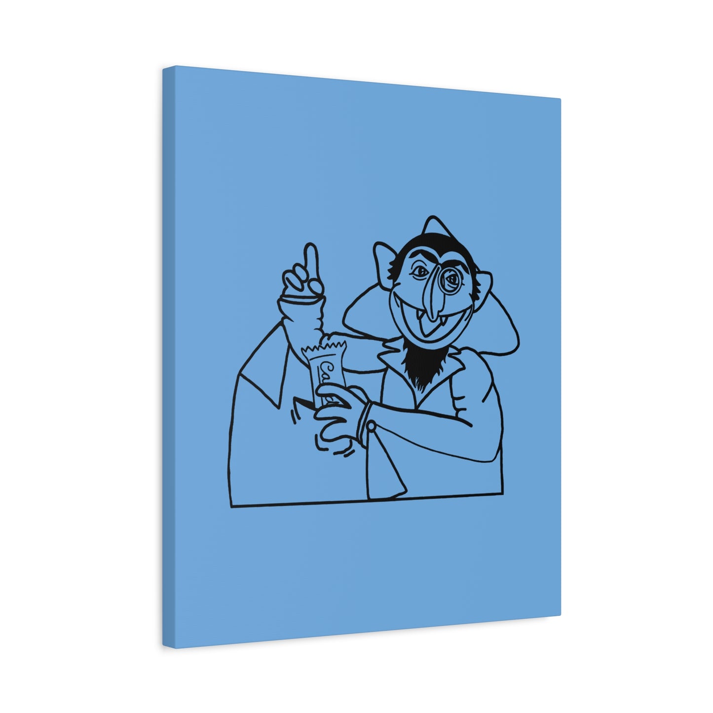 The Count Stealing Candy Outline Canvas Print Light Blue - Sesame Street The Count Parody Art