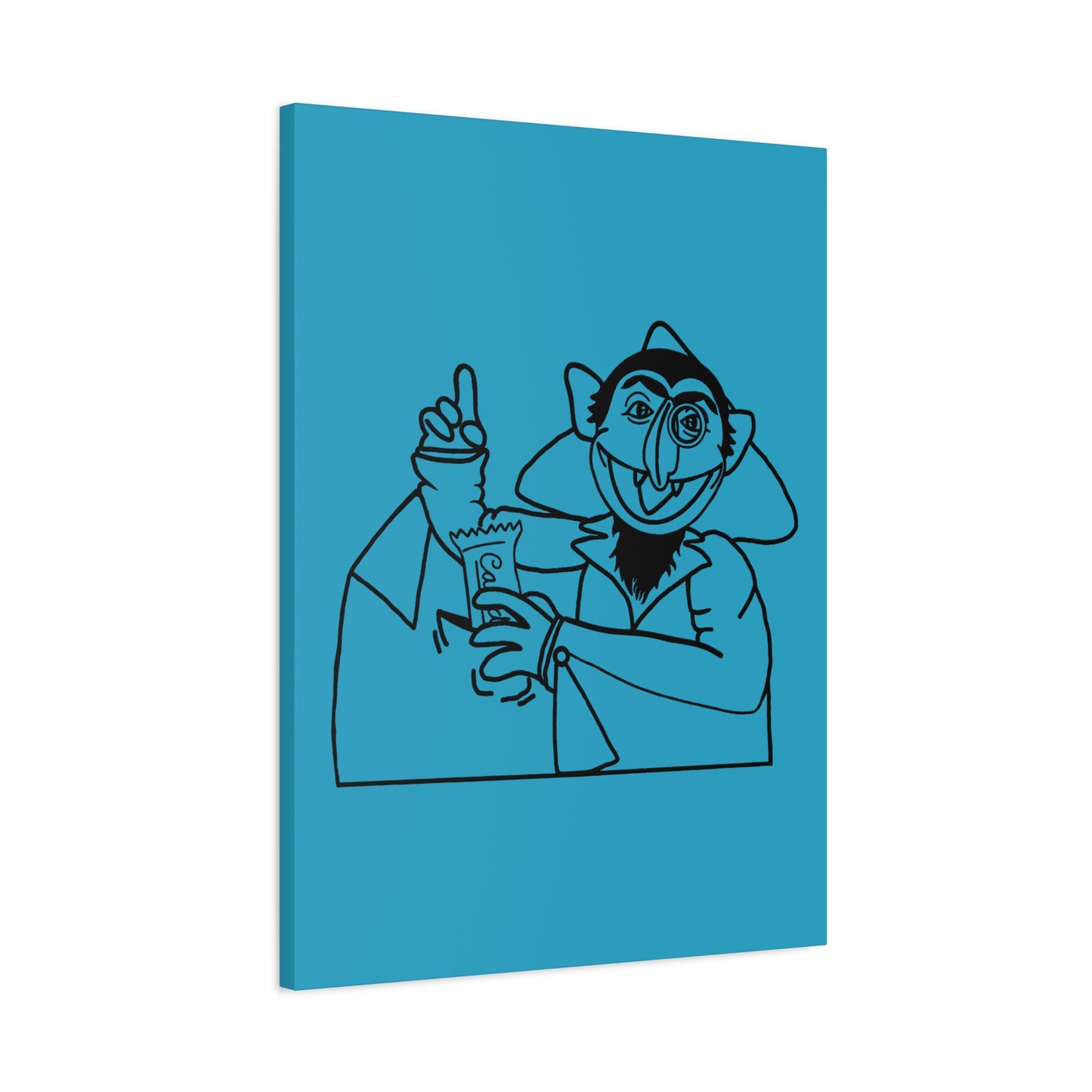 The Count Stealing Candy Outline Canvas Print Turquoise - Sesame Street The Count Art Print