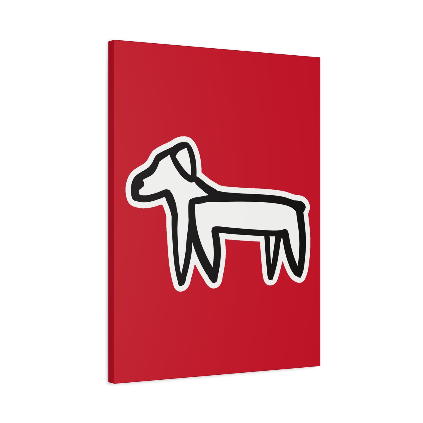 Dog Canvas Print on Red (Sticker Style White Dog) - Dog Art Print