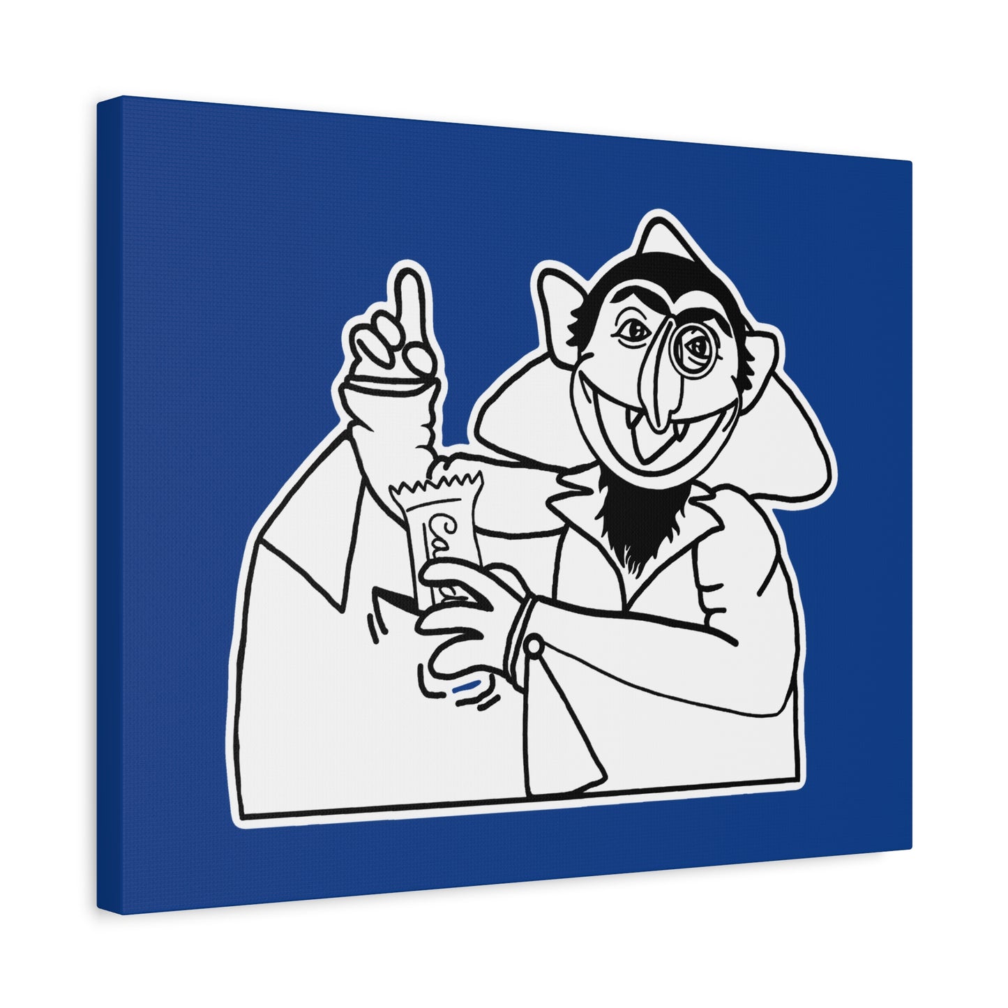 The Count Stealing Candy Outline Canvas Print Dark Blue - Sesame Street The Count Parody Art